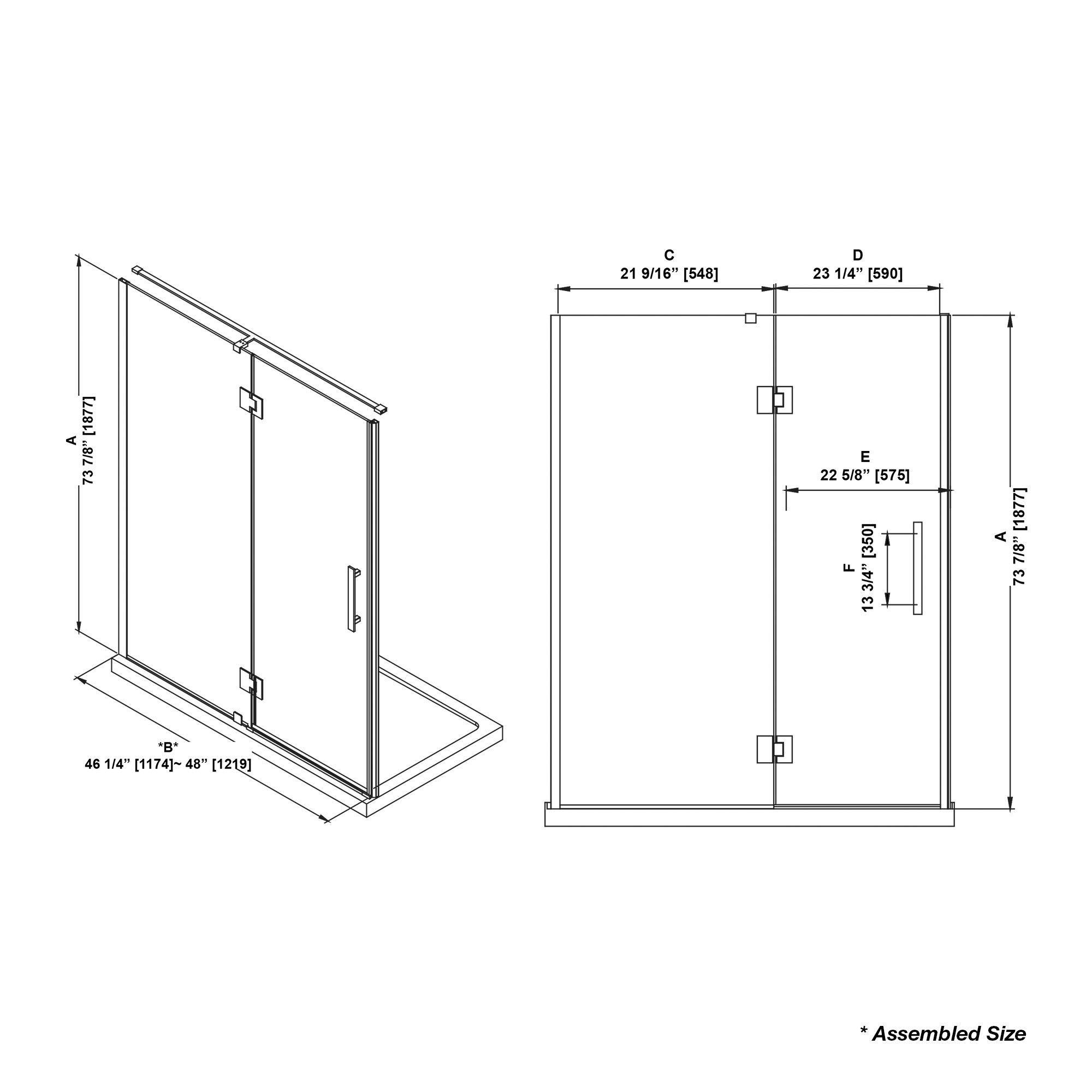 OVE Decors NIKO-SC-48GP-MB Shower-Doors - View #3
