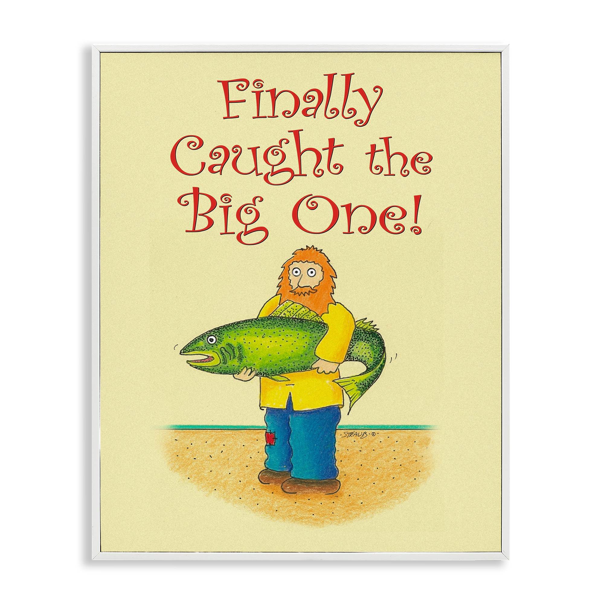Stupell Industries BT-010-WFR-24X30 The Big One Fisherman White Framed Giclee Art By Roger Straub 24 x 30