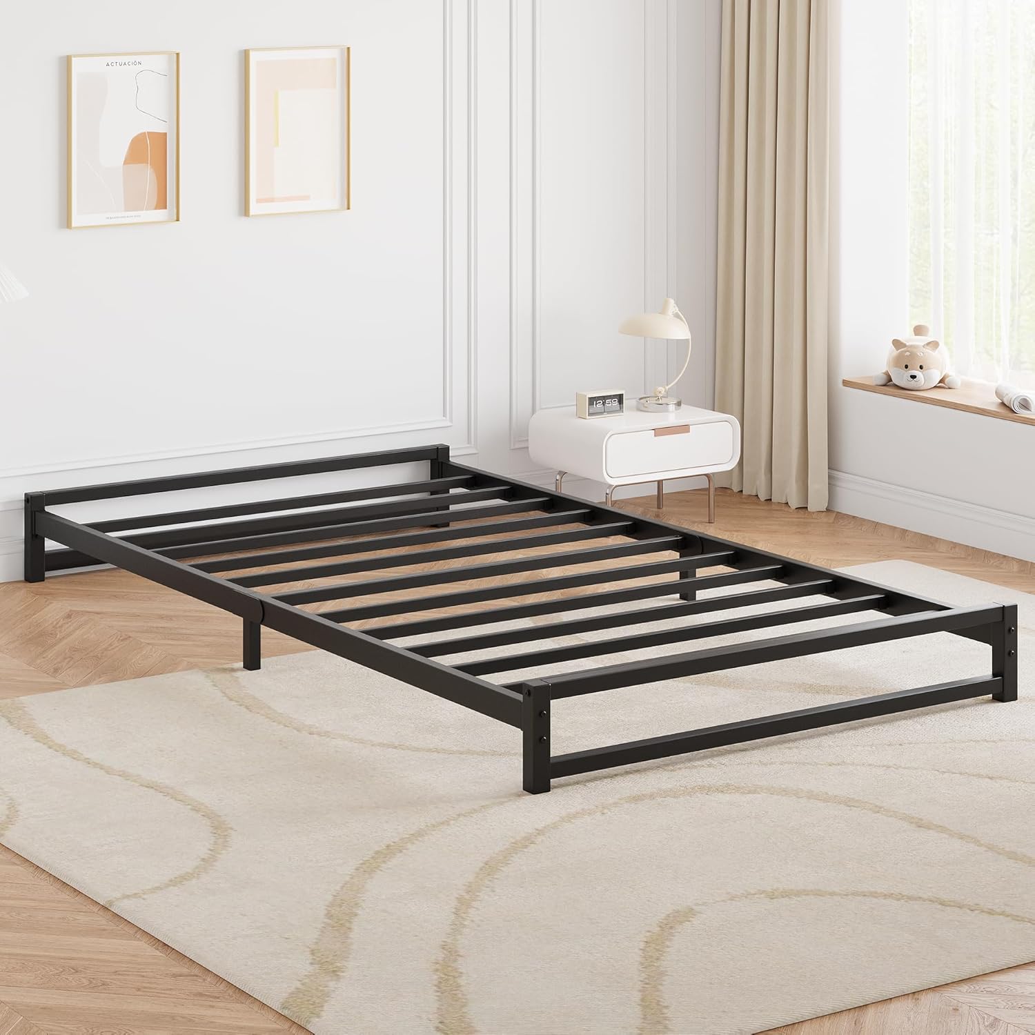 Qeetex LHF-DYQ-PHO-11AKA3OA GarveeHome 6 Inch Twin Bed  Metal Platform Bed Frame with Steel Slats Support  Mattress Foundation  Easy Assembly No Box Spring Needed  Black