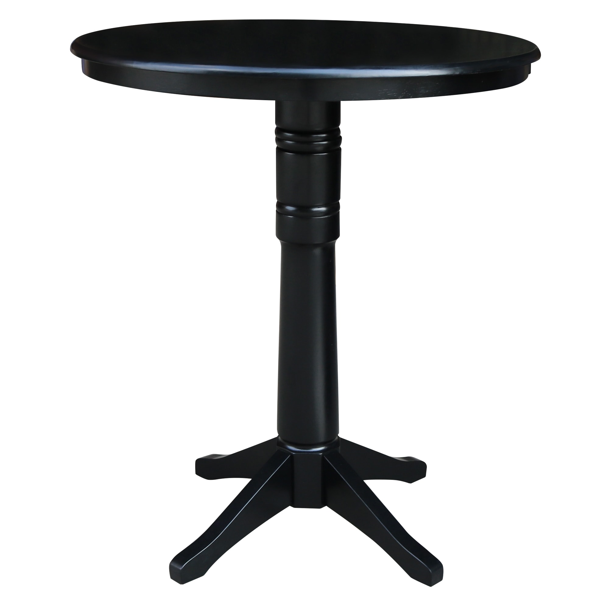International Concepts K46-36RT-27B-6B-2 Black Round Traditional Bar Table, Wood with Black Wood Pedestal Base 36-in L x 40.9-in H
