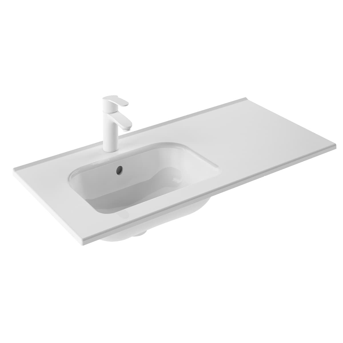 WS Bath Collections SLIM 90 Slim Ceramic 18-in Drop-in or Undermount Rectangular Modern Glossy White Bathroom Sink