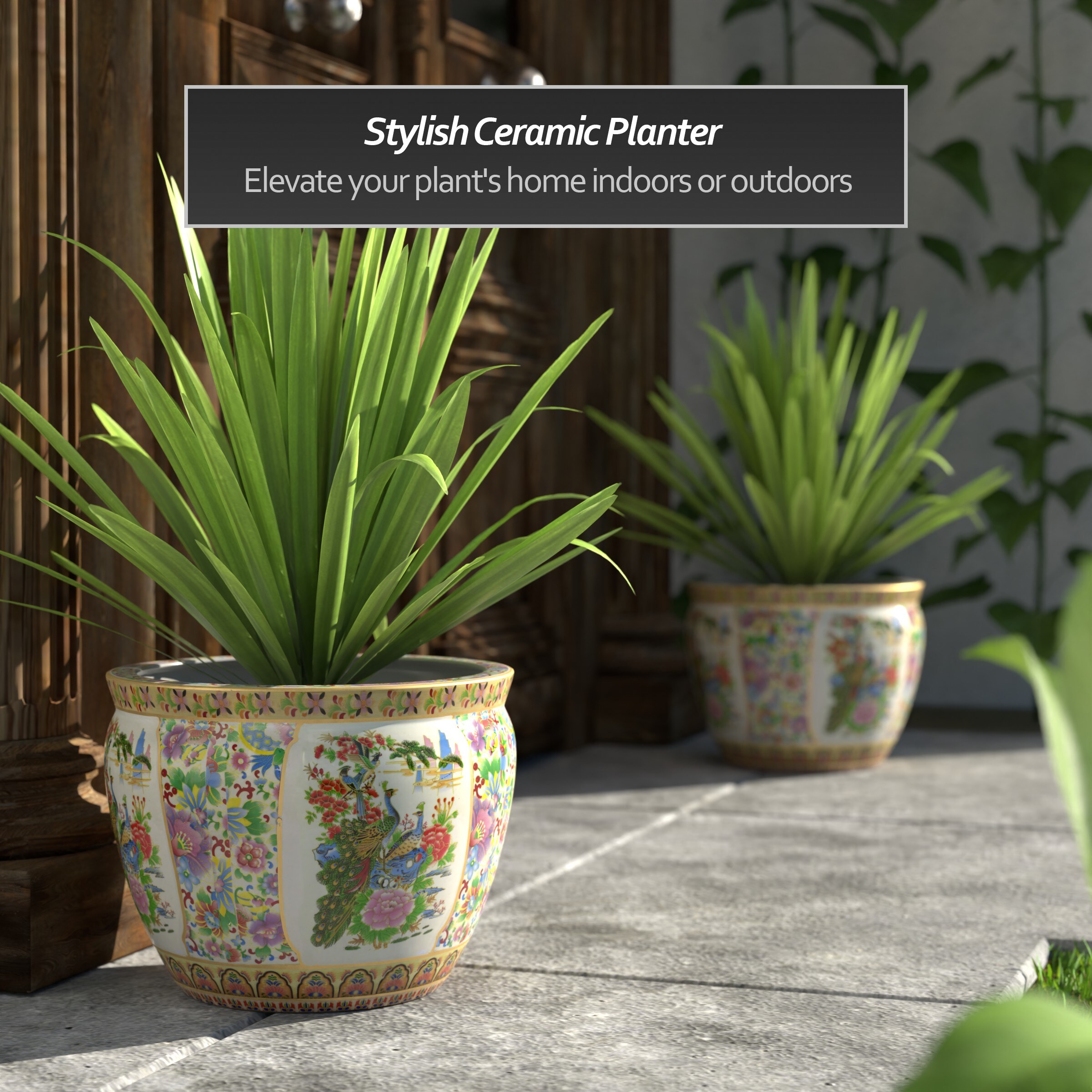 Oriental Furniture BW-14FISH-GDN1 Planter-Window-Box - View #6