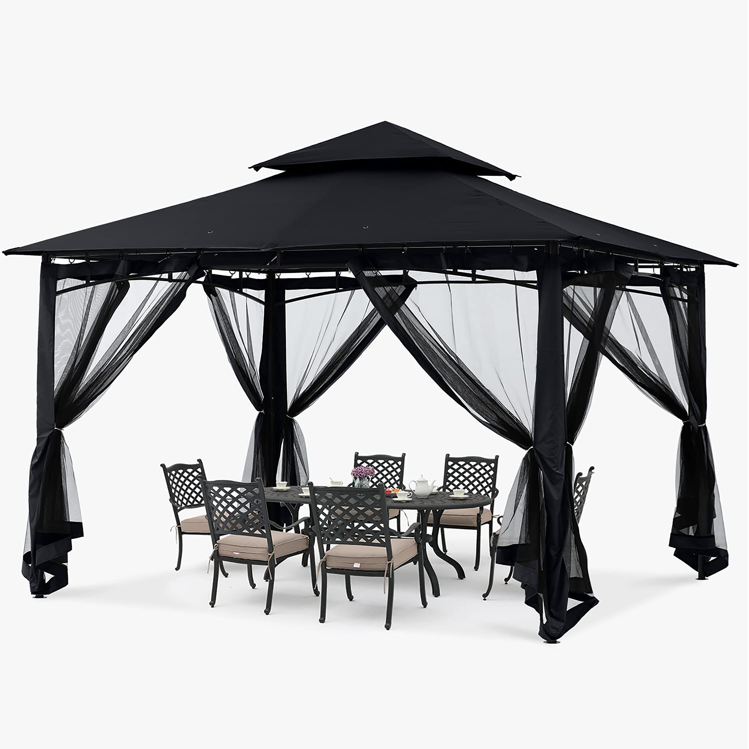 ABCCANOPY 12-ft X 10-ft Rectangle Black Fabric Polyester Roof Semi ...