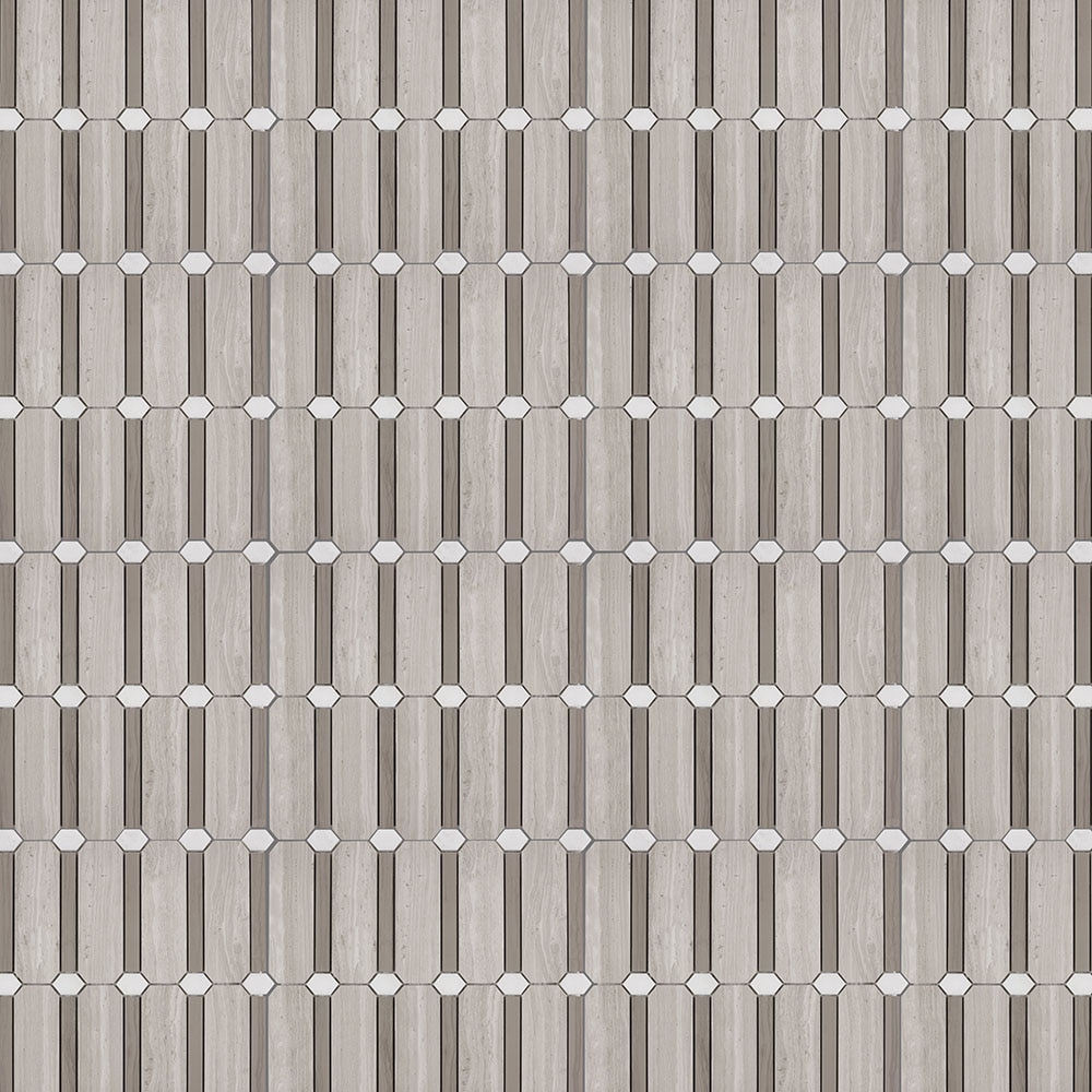 Elida Ceramica Stone Savy Natural Linear 12-in x 12-in Polished Natural Stone Marble Linear Mosaic Tile