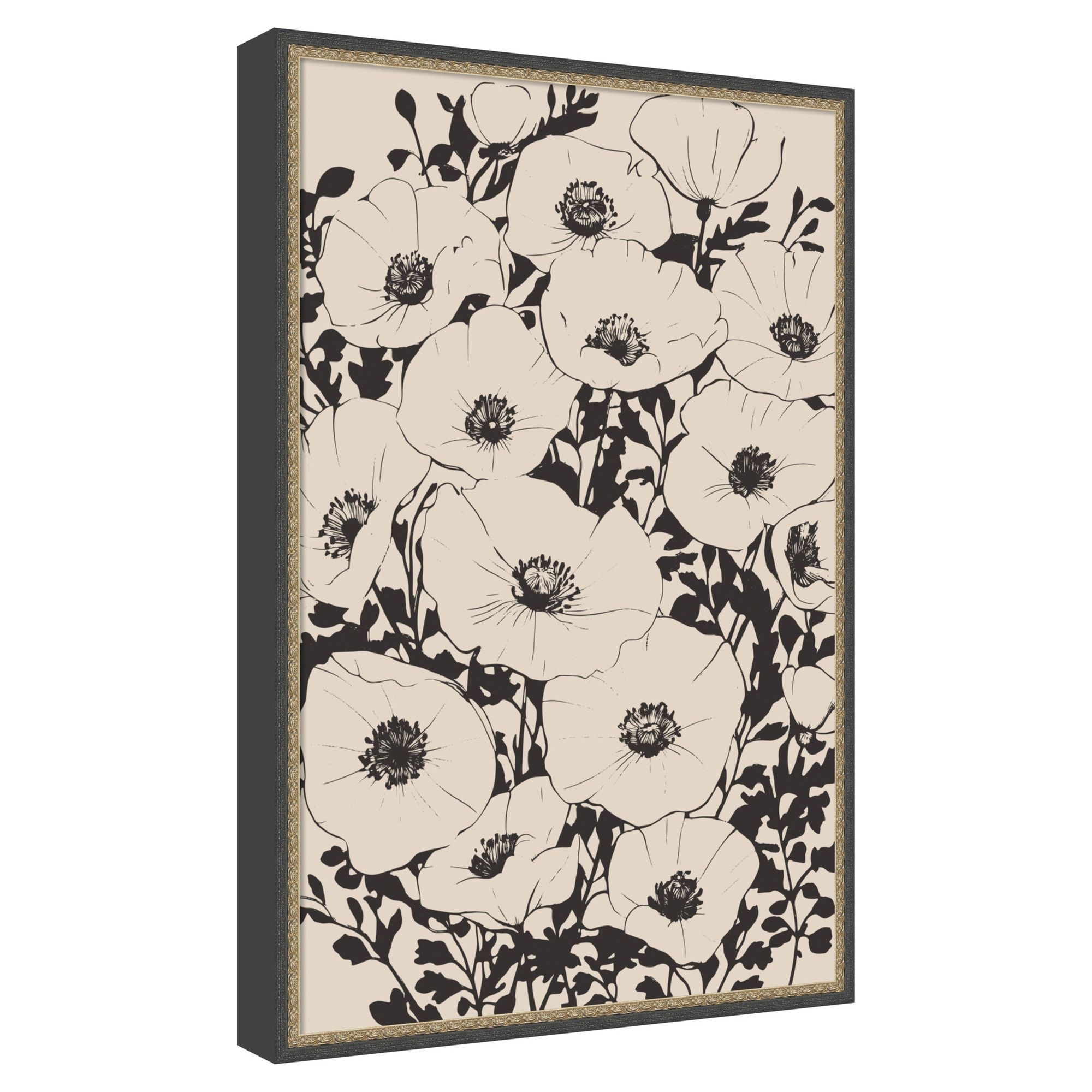 Amanti Art  Abstract Floral Flower Pattern by Melloi Art Prints Framed Mounted Canvas Wall Art Print 25 W x 37 H in.