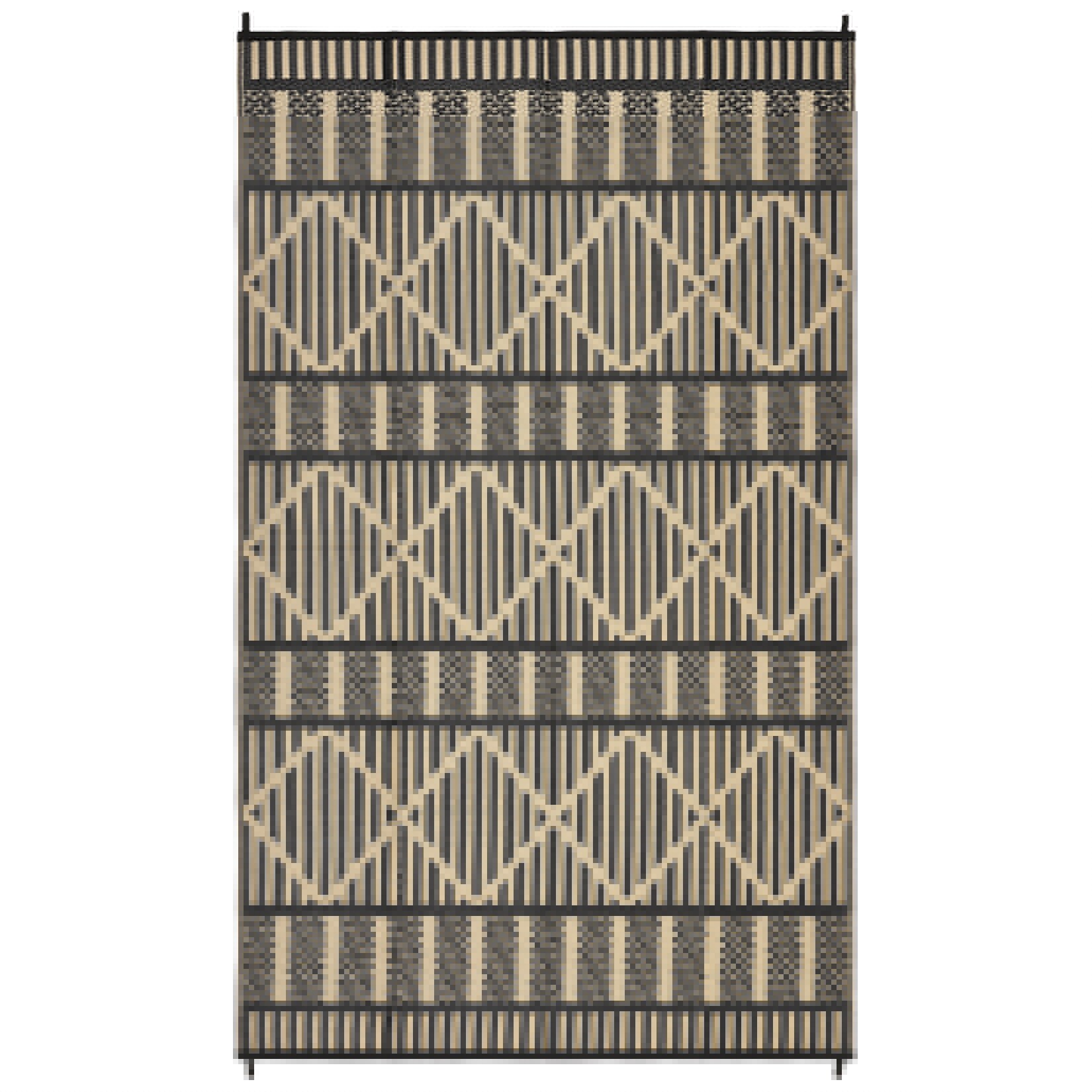 9 x 12 ft Taupe Black Polyester Rectangular Outdoor Geometric Reversible Portable UV Resistant Portable Easy Cleaning Modern Area Rug