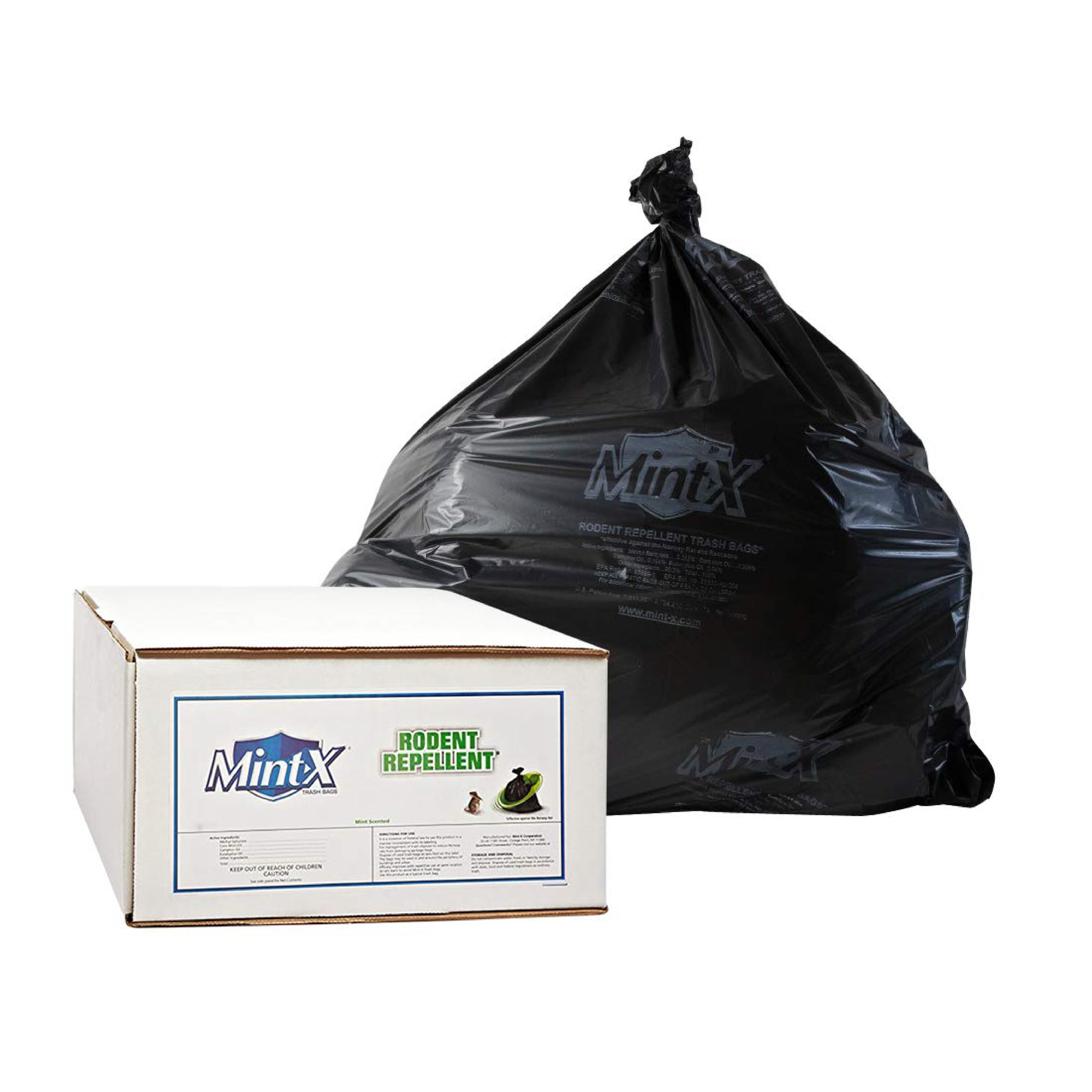 Mint-X 40-Pack 33-Gallon Mint Black Plastic Wastebasket Drawstring Trash Bag  at