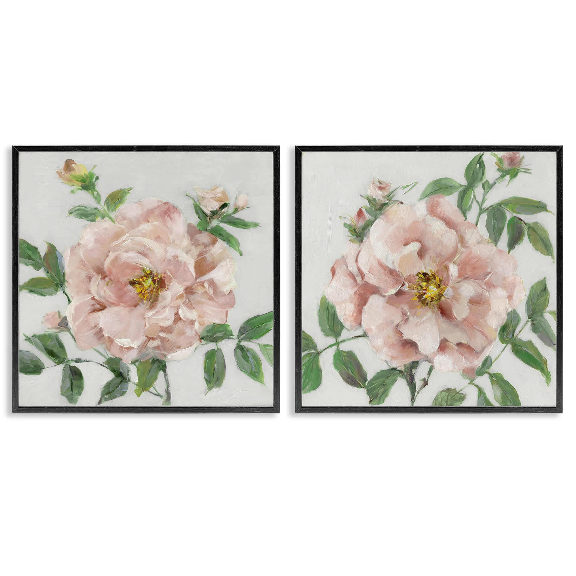 Stupell Industries B2-730-FR-2PC-12X12 Soft and Subtle Peonies 2pc Framed Giclee Set design by Sally Swatland