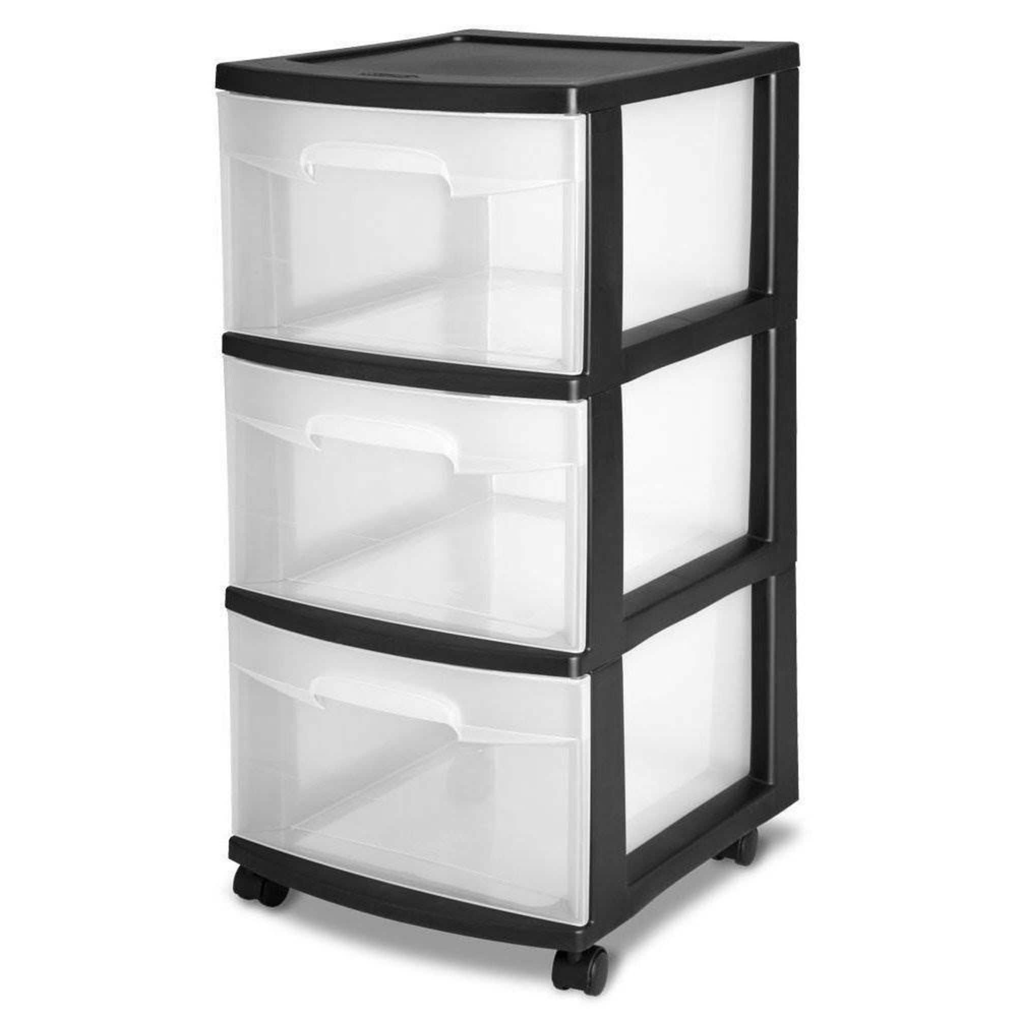 IRIS 4-Drawers Black Rolling Plastic Storage Drawer Cart 33.56-in