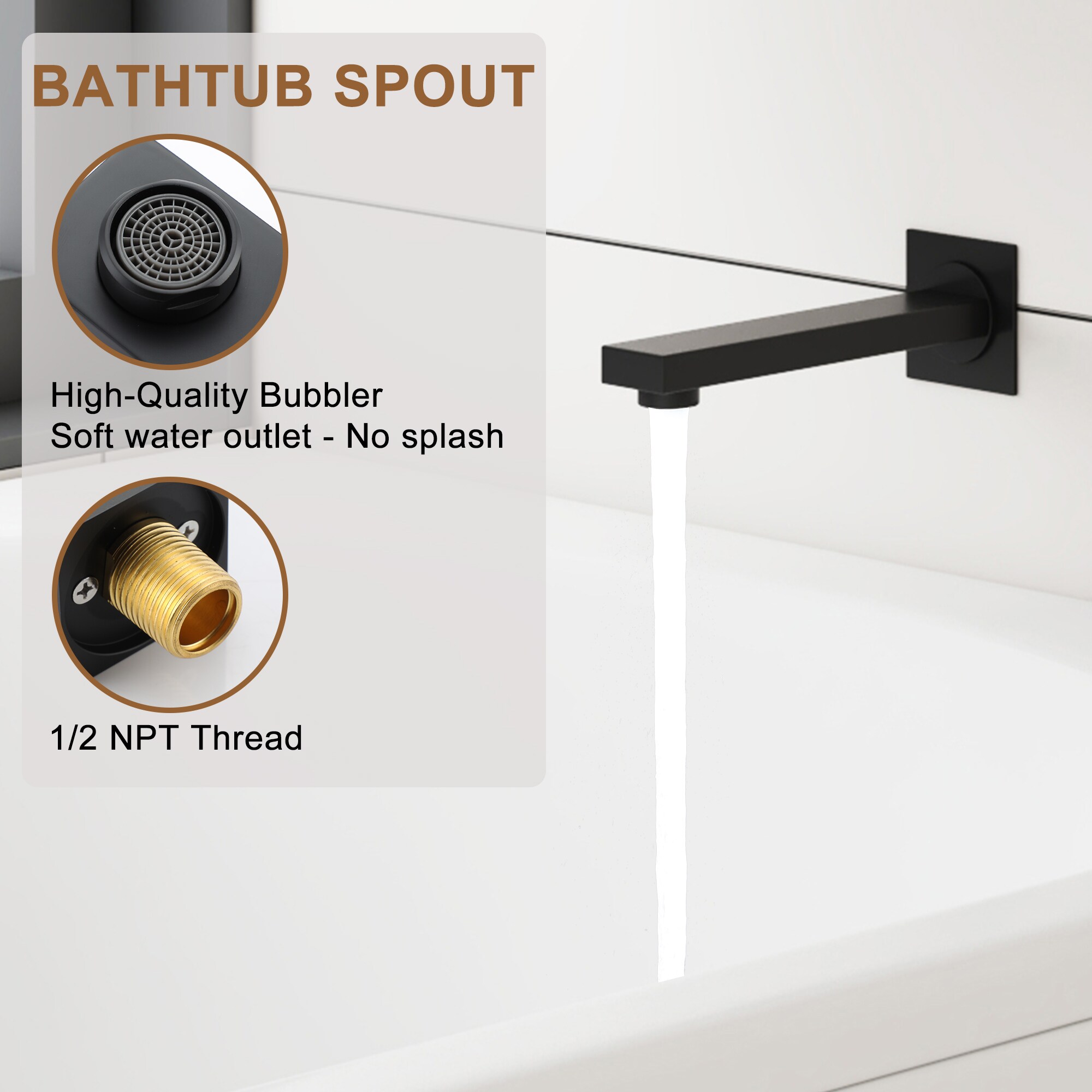 Matte Black Large Square Rainfall Wall Mounted Shower System