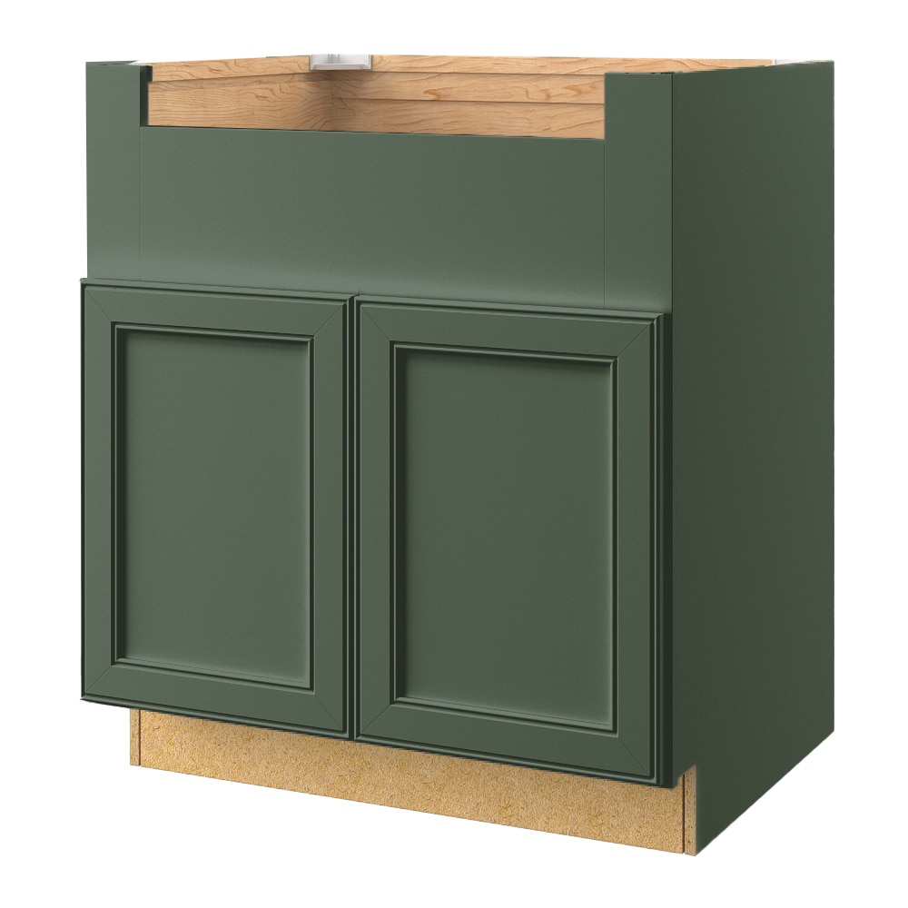 allen + roth Heathrow 36-in W x 34.5-in H x 24-in D Sage Apron Front Sink Base Fully Assembled Cabinet (Recessed Panel Square Style) in Green -  25379HR