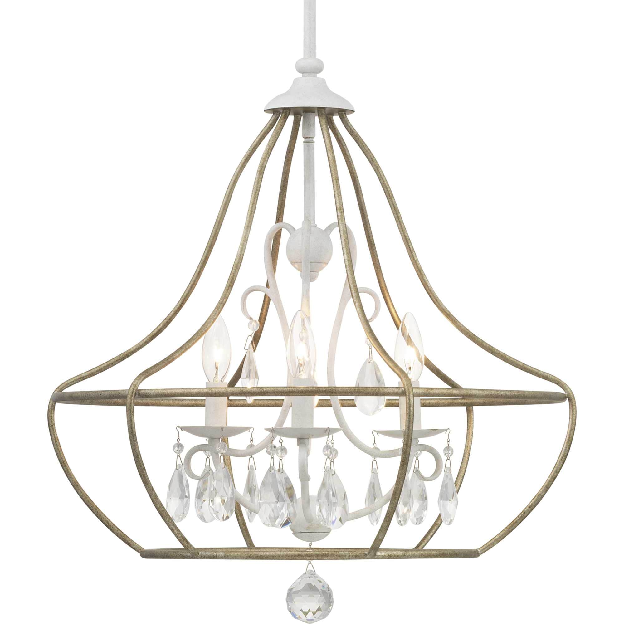 Progress Lighting P400151-151 Fleurette 3-Light Cottage White Transitional Led; Dry Rated Chandelier
