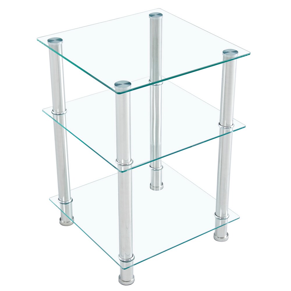 Outopee 16.5-in W x 24.2-in H Clear Glass Modern End Table with Storage  Assembly Required in the End Tables department at