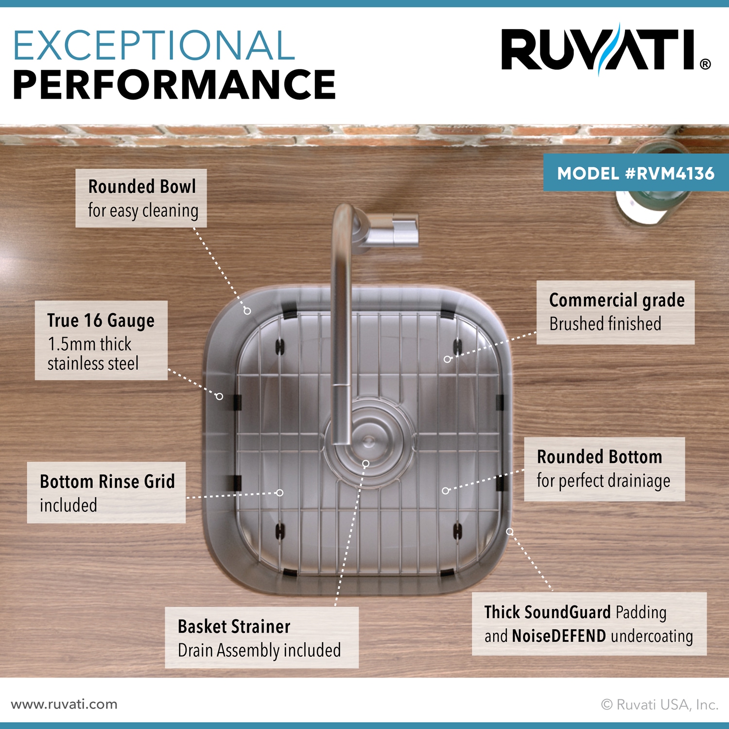 Ruvati RVM4136 Bar-Prep-Sinks - View #4