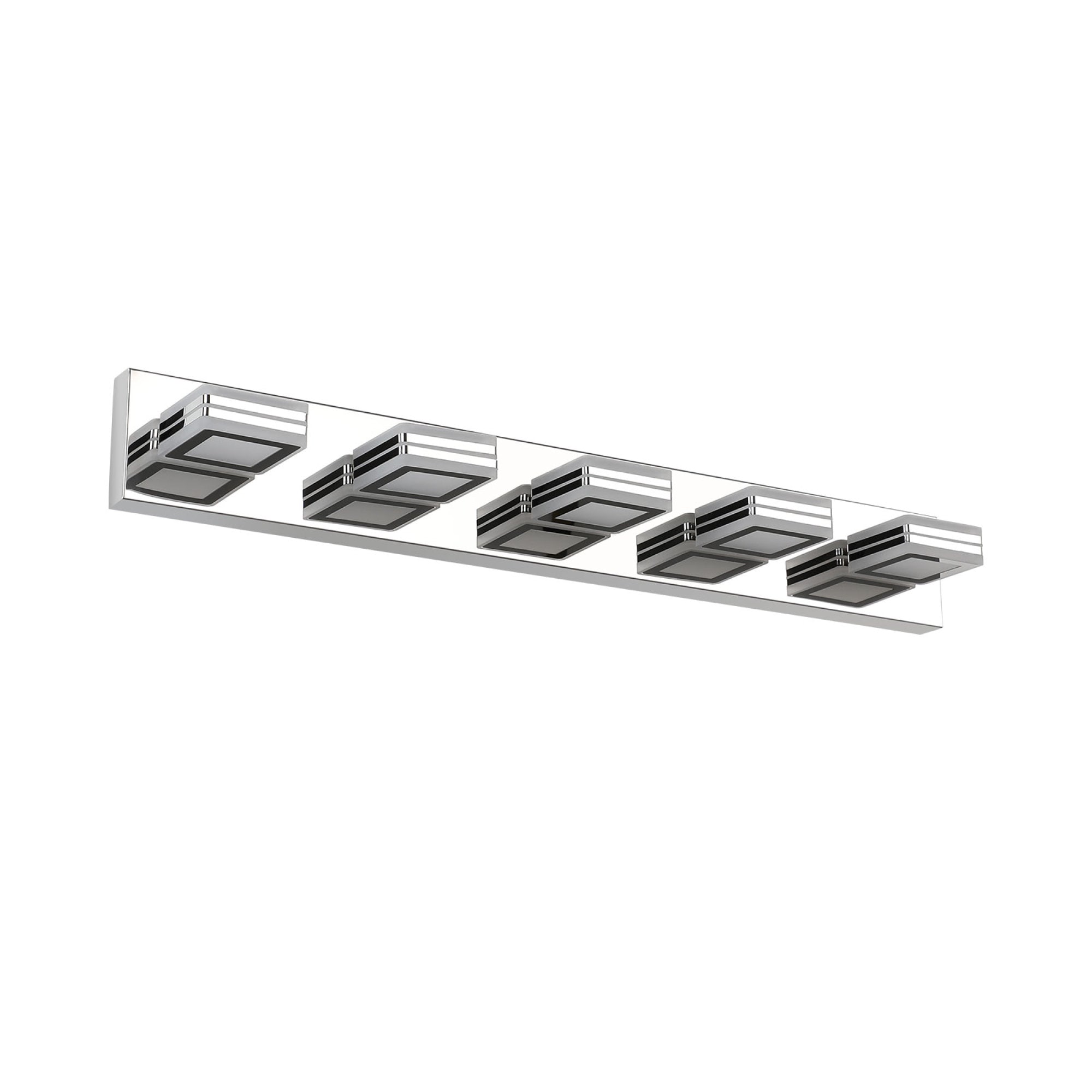 Trikiousd 32.3 in 5-Light Chrome Modern LED Vanity Light with Square Acrylic Shades