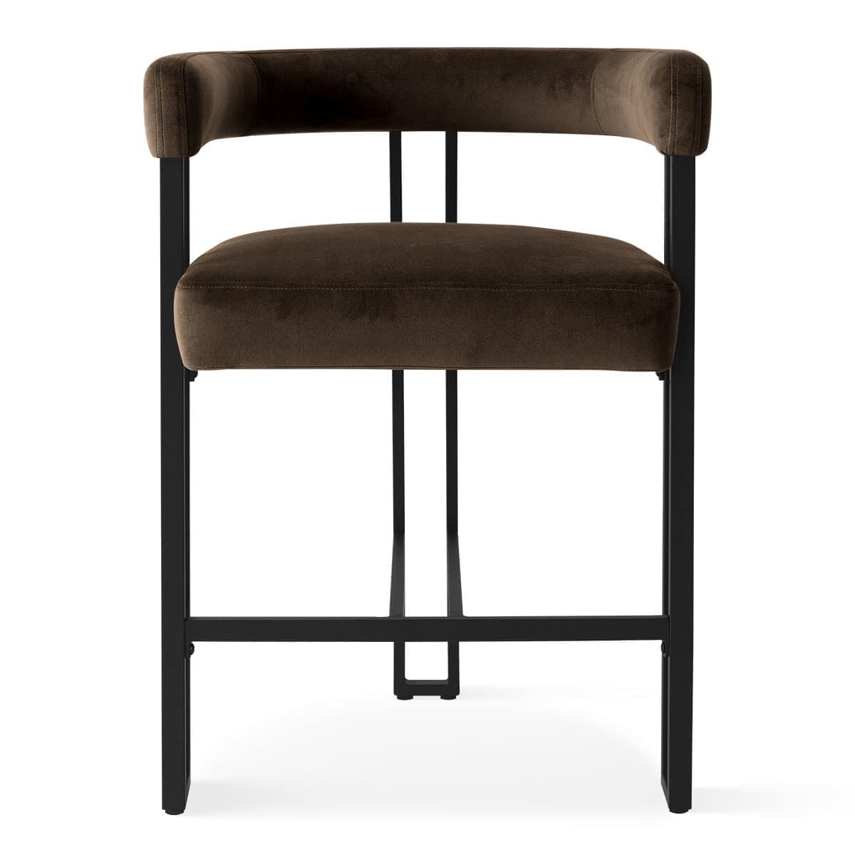 Maison Boucle MIA-C-V-MINK-1PK Mink Velvet Counter Height Bar Stool with Armrest and Curved Back for Kitchen Island