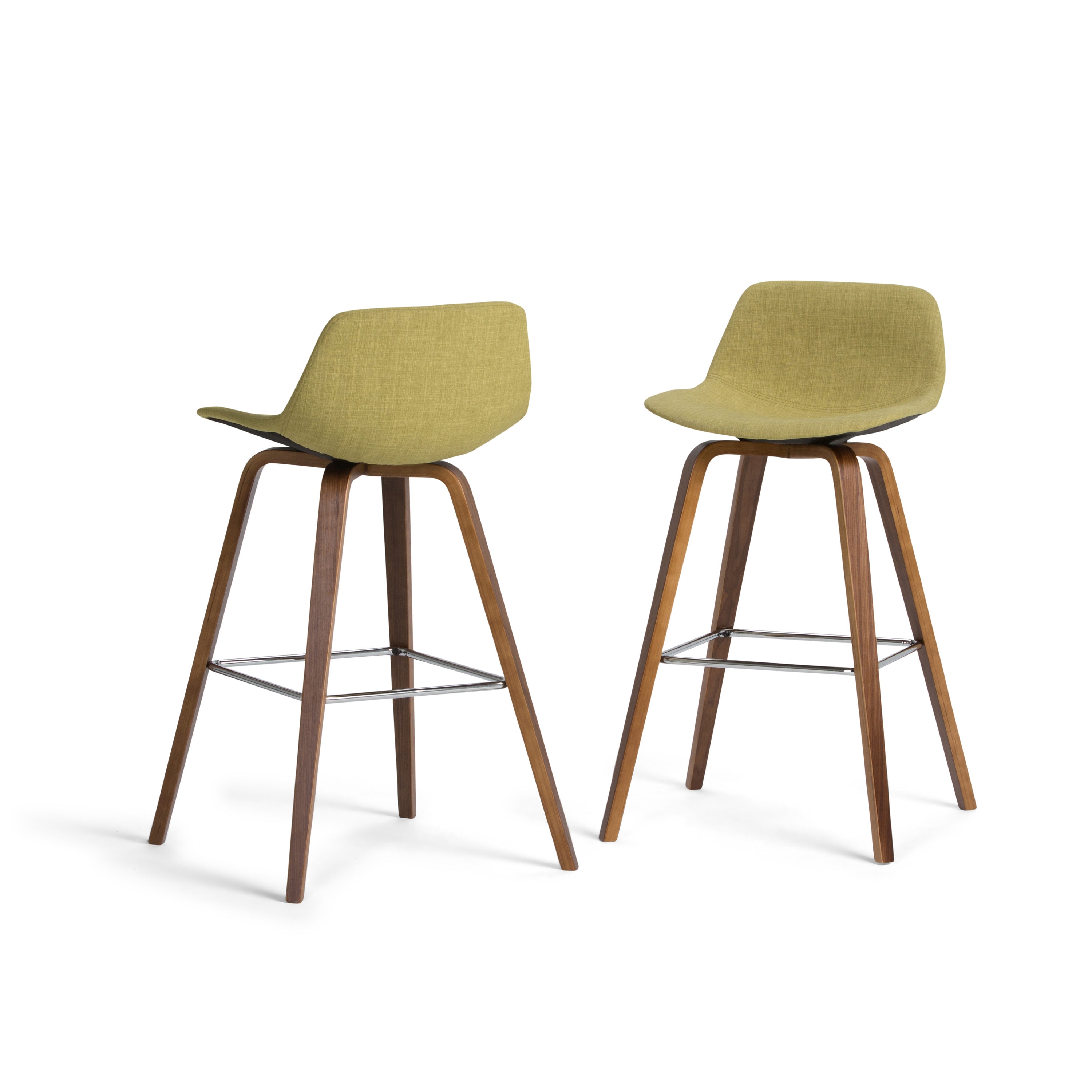 Simpli Home AXCRAN30N-G Randolph 2 -Set Acid Green 26.38-in H Counter height Square seat Upholstered Wood Bar Stool and Back