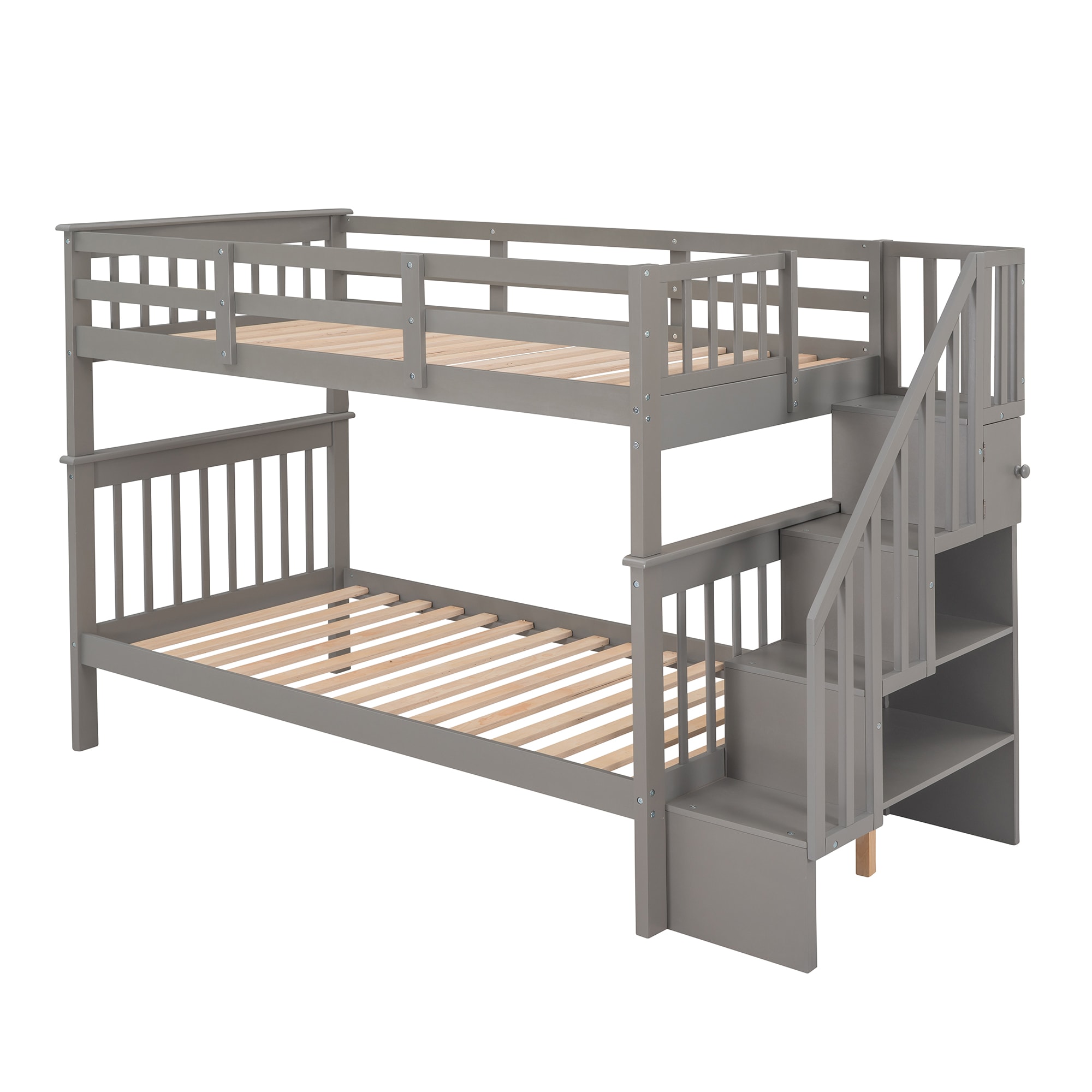 Qualler BLE000109E Gray Twin over twin Bunk Bed