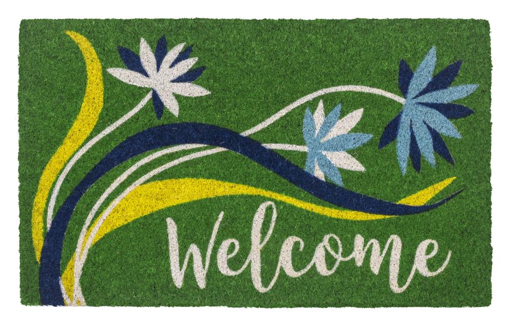 Entryways P2172 Sweet Home Green/Blue/Yellow Rectangular Outdoor Spring Door Mat