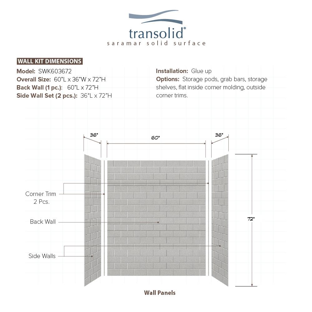 Transolid SWK603672-27 Shower-Wall-Surrounds - View #2