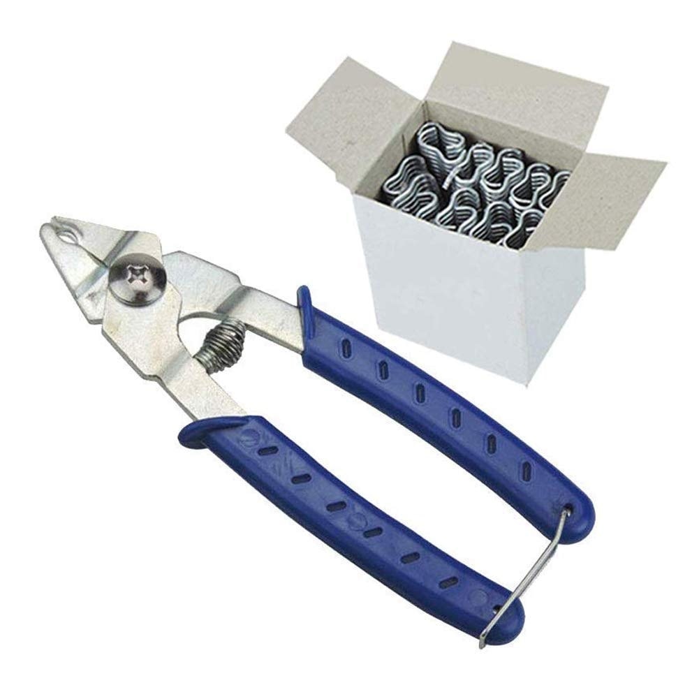 Etokfoks  Hog Ring Pliers Kit with 600pcs M Nail Clips 0 4 Inch Size for Chicken Quail Pigeon Pet Cage Poultry