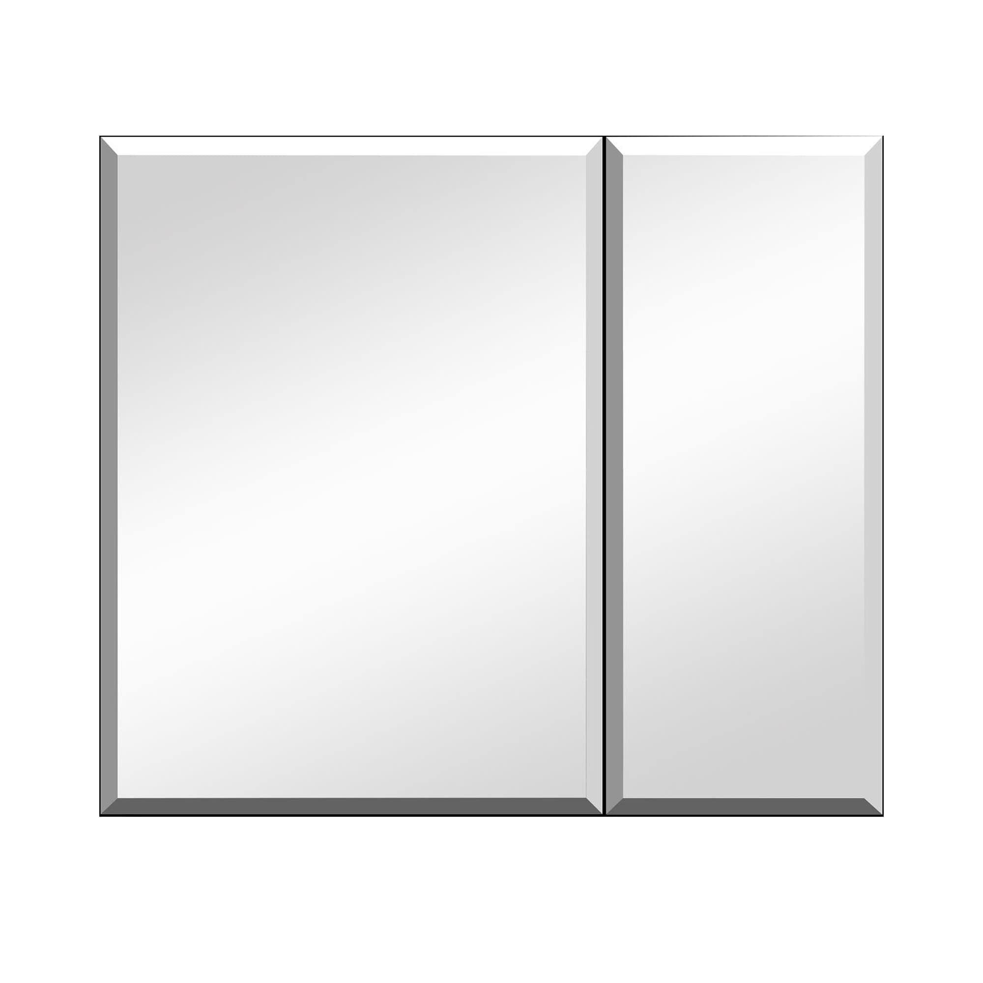 WELLFOR 30-in x 26-in Surface/Recessed Mount Aluminium Mirrored Soft ...