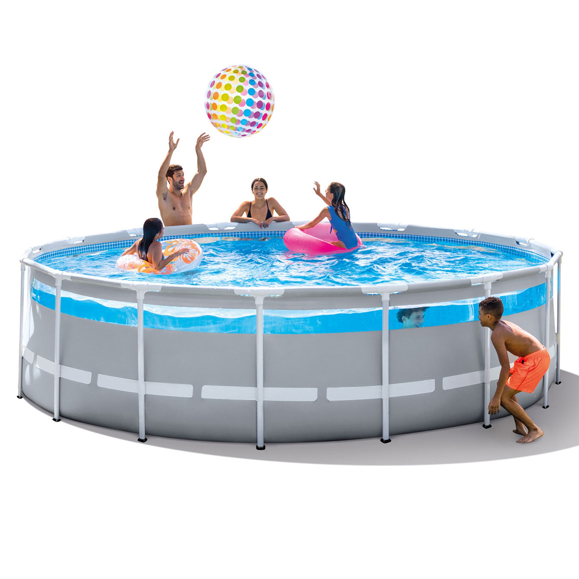 Intex 16-ft x 16-ft x 48-in Metal Frame Round Above-Ground Pool with ...