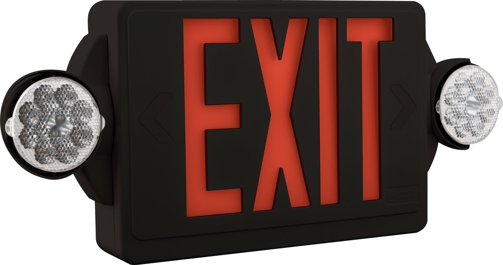 Combination Emergency Lighted Exit Sign with Round Emergency Lights (PLC450)