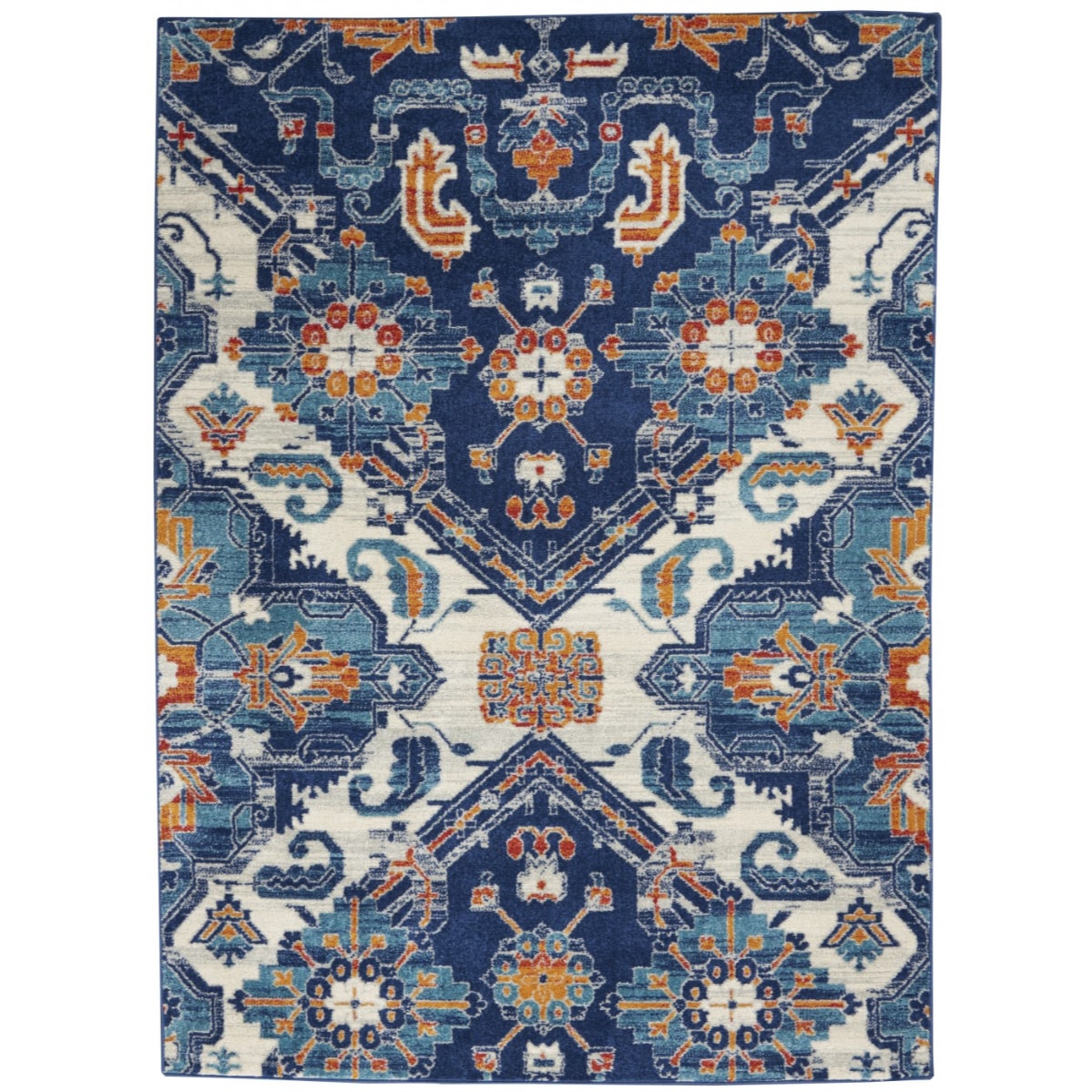 HomeRoots 4000385631 5 x 7 (ft) Loomed Polypropylene Blue Multicolor Rectangular Indoor Floral Area rug