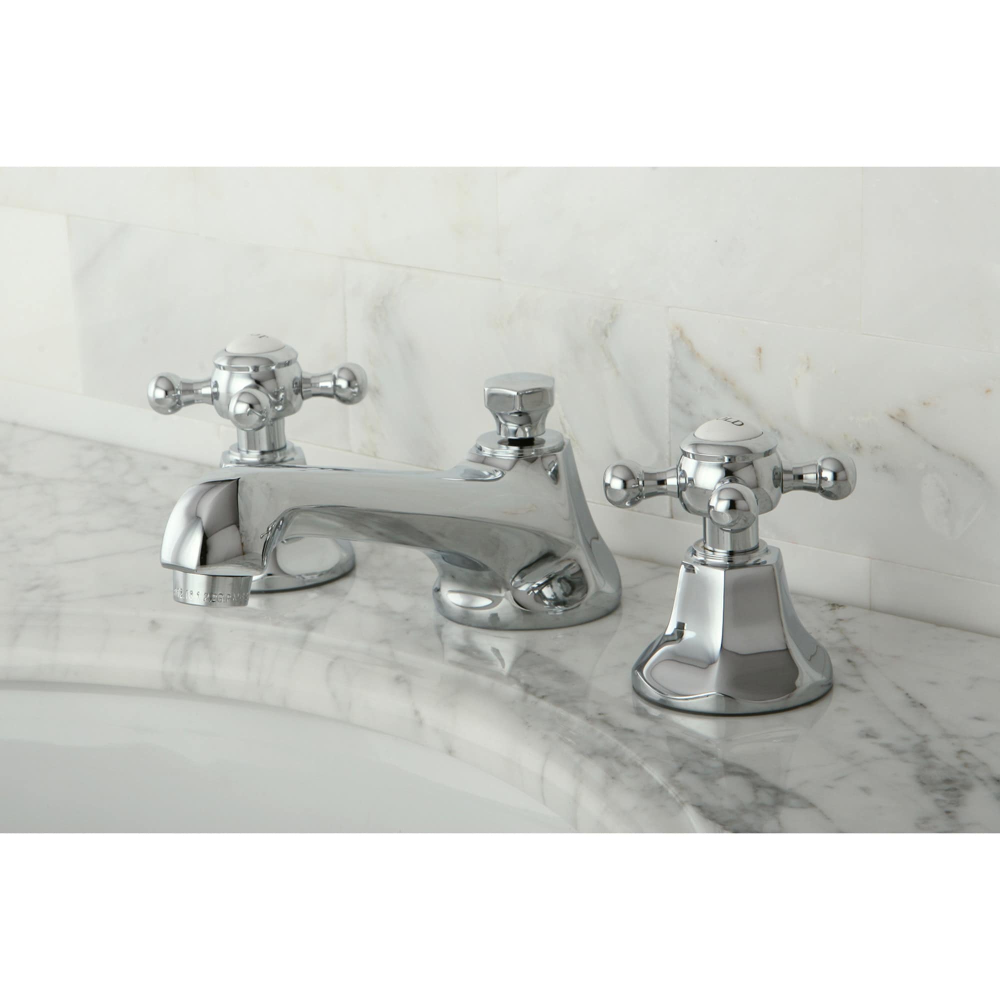 Kingston Brass WLKS4461BX Concord Chrome Widespread 2-handle Low-arc Residential Handle Bathroom Sink Faucet with Drain