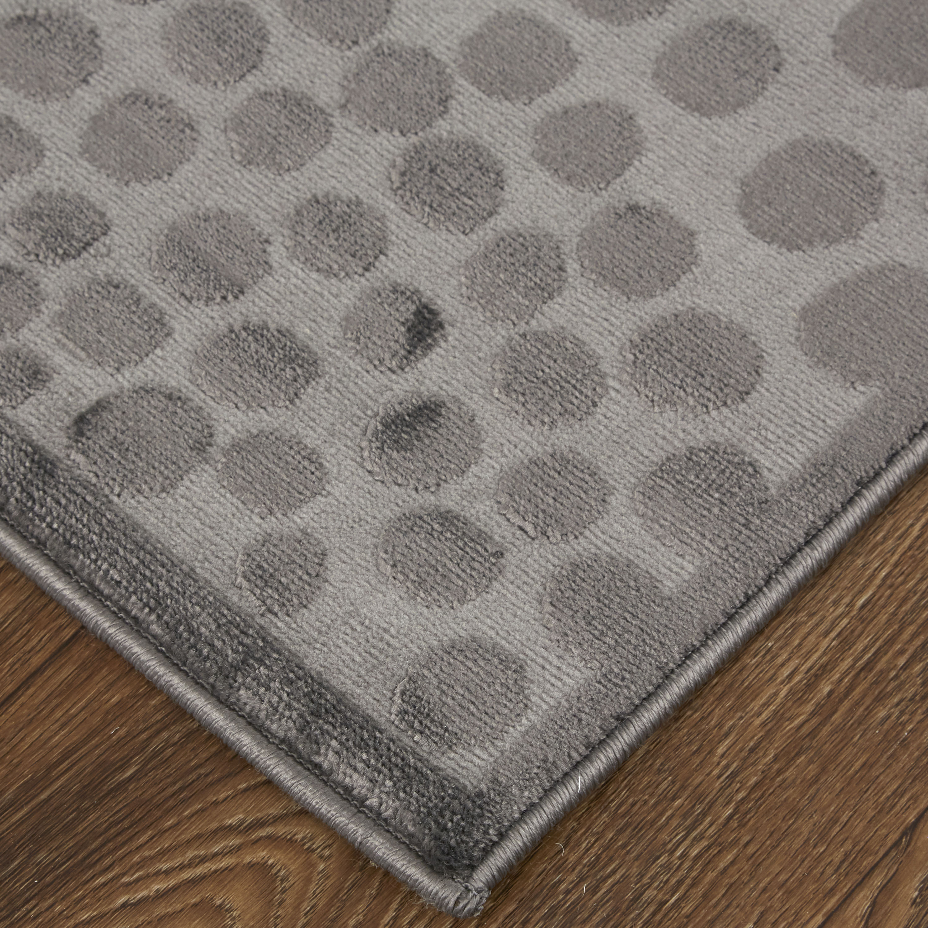 Gaspar Gray and Silver Abstract Polka Dot Area Rug 8' x 11'