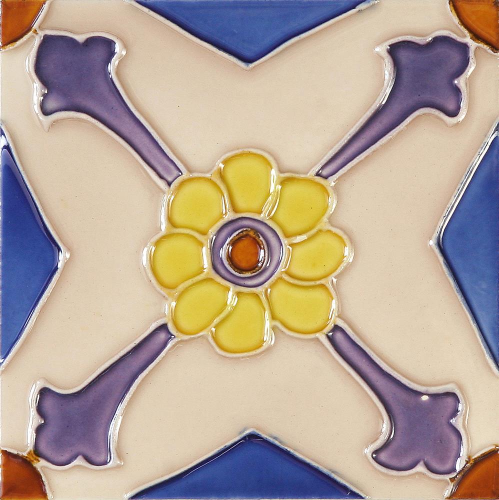 Solistone FLORECILLA 6X6 Hand-Painted Ceramic Florecilla 6-in x 6-in Glazed Ceramic Patterned Tile (2.5-sq. ft/ Carton)