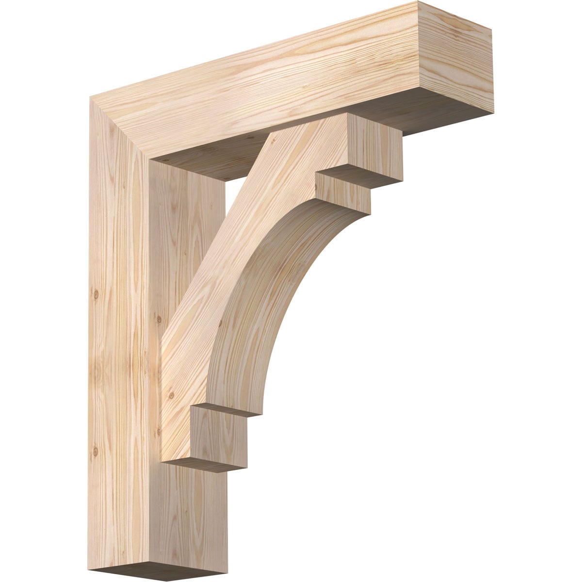 Ekena Millwork 1463383 Merced block smooth bracket with offset brace 7-1/2-in x 28-in x 32-in Douglas fir Brown Wood Standard bracket