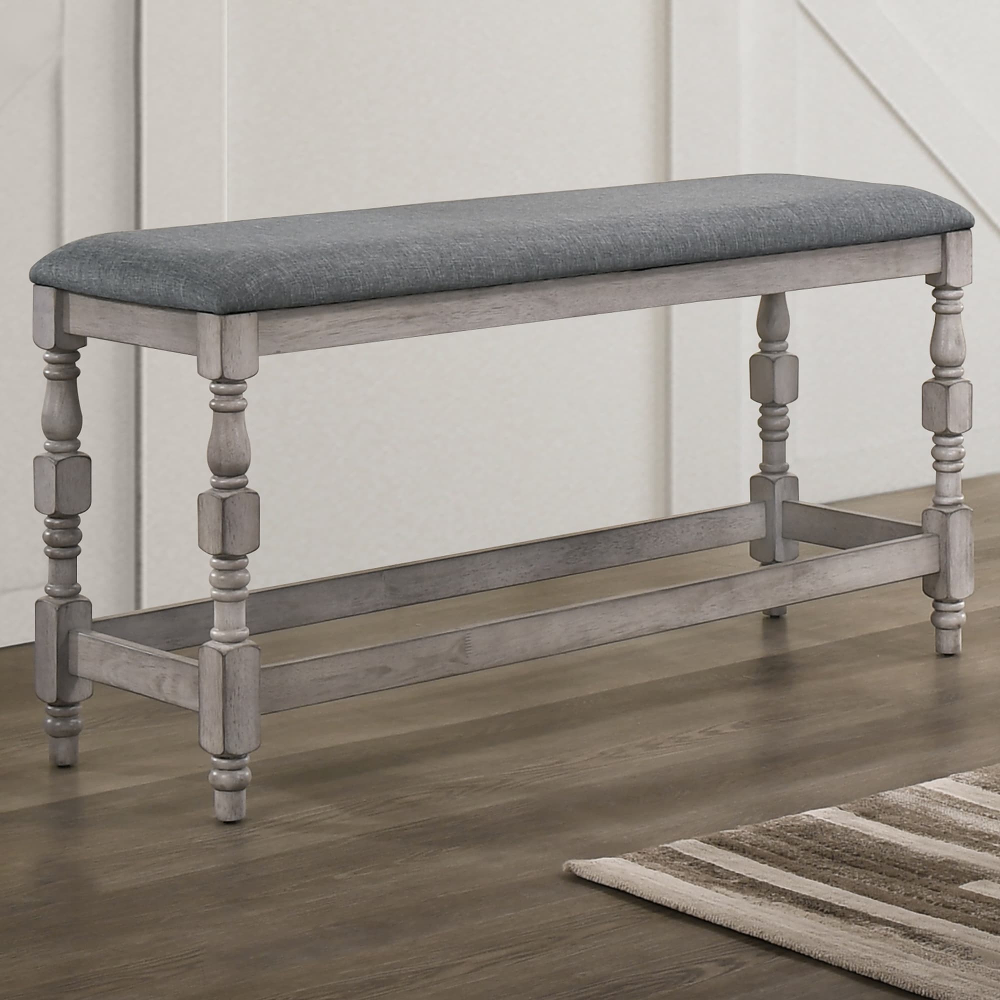 Furniture of America Lanyard Light gray Dining Bench #IDF-3979WH-PBN