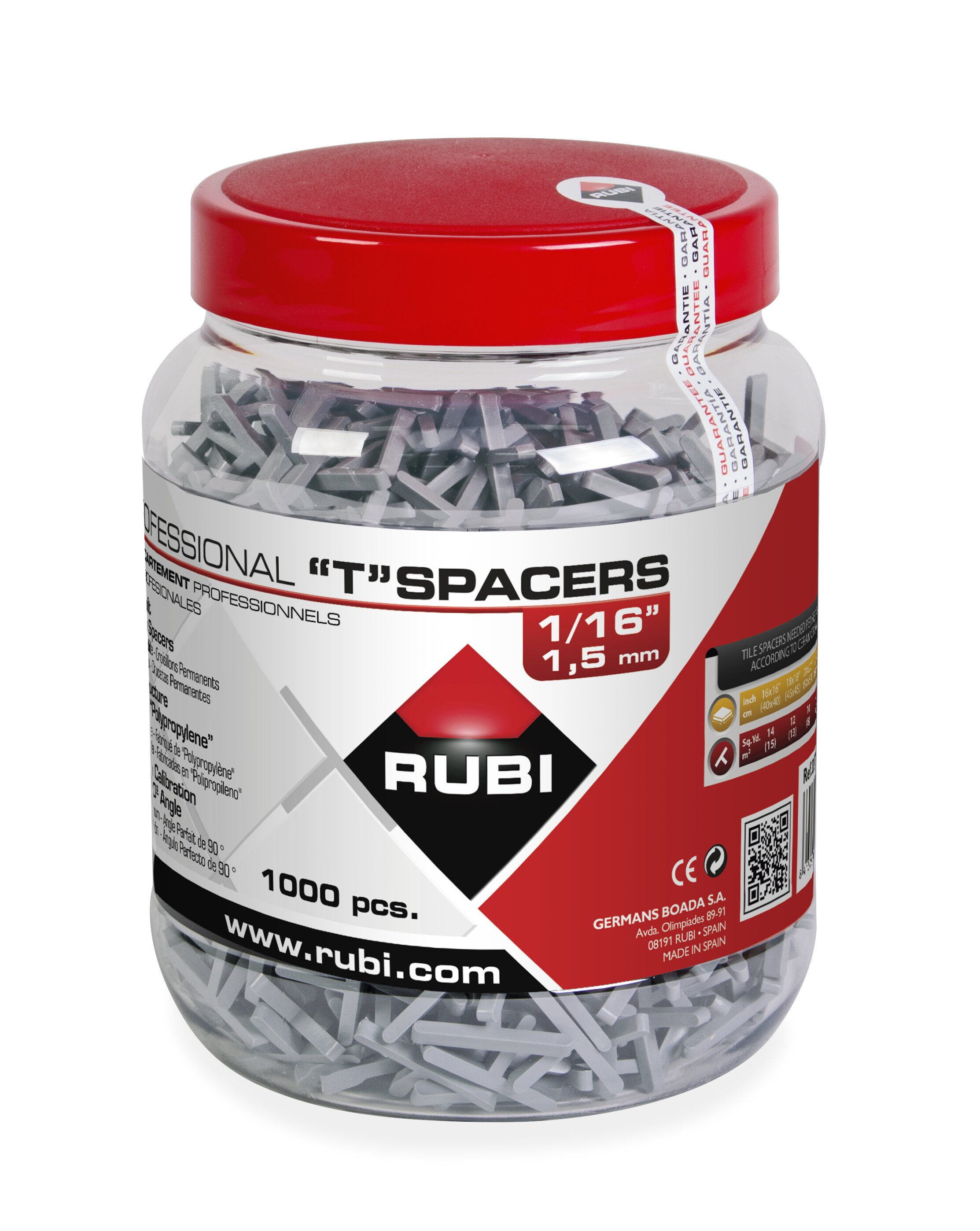 Rubi Tools 2715 1/16-in Plastic X-shaped Tile Spacer and 1000 -Pack )