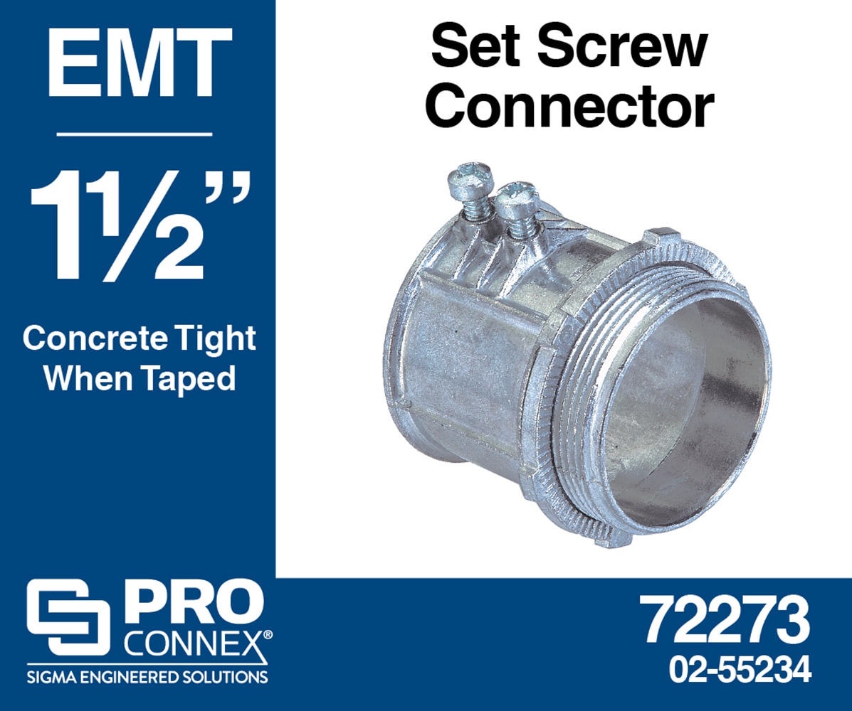 Sigma Proconnex 1 12 In Electrical Emt Die Cast Zinc Set Screw Connector Conduit Fittings In 7808