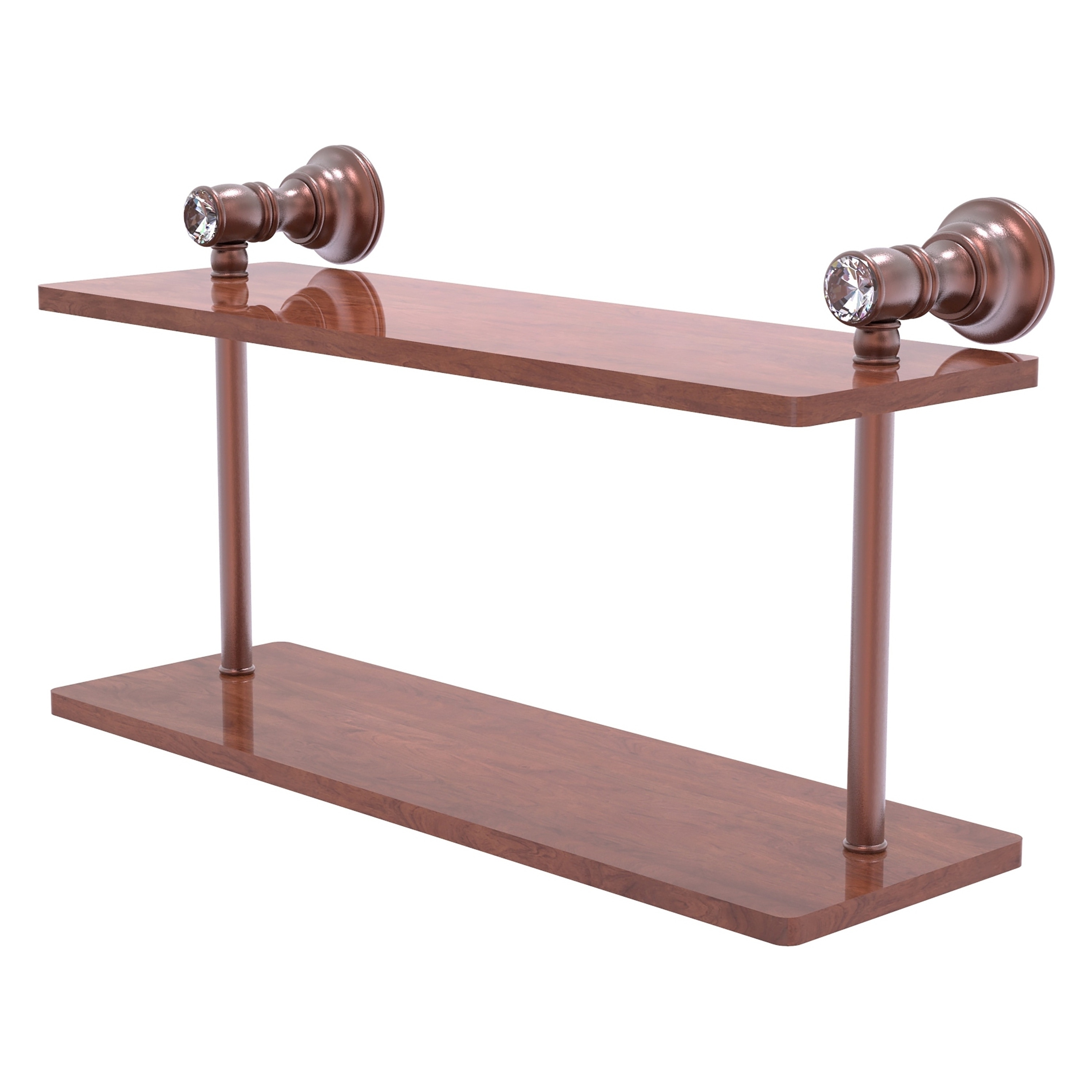 Allied Brass CC-2-16-IRW-CA Carolina Crystal Antique Copper 2 -Tier Wall mount Bathroom Shelf ( 16-in x 9.2-in x 5-in )