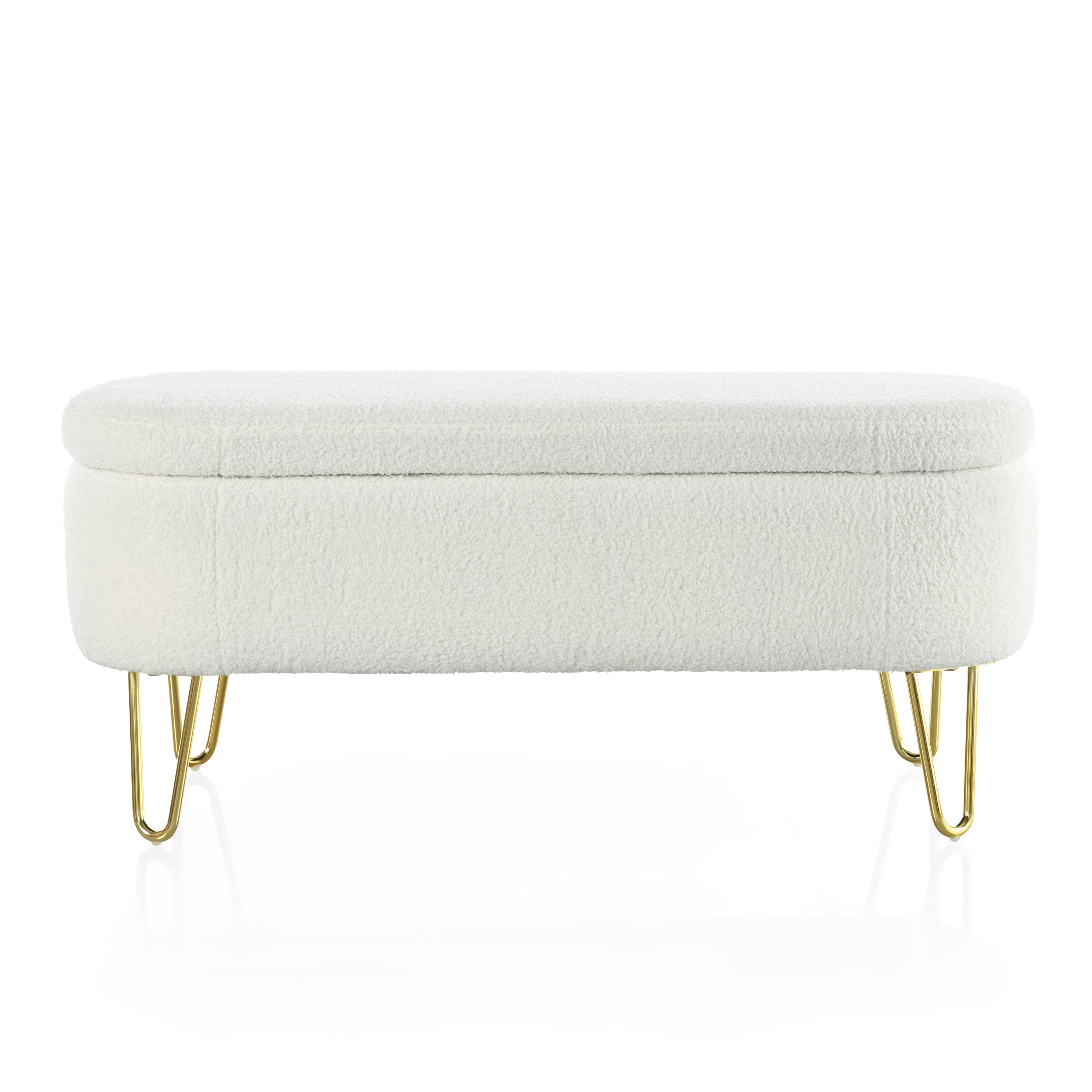 Best Selling Home Decor 320192 Modern White Oval Storage Ottoman