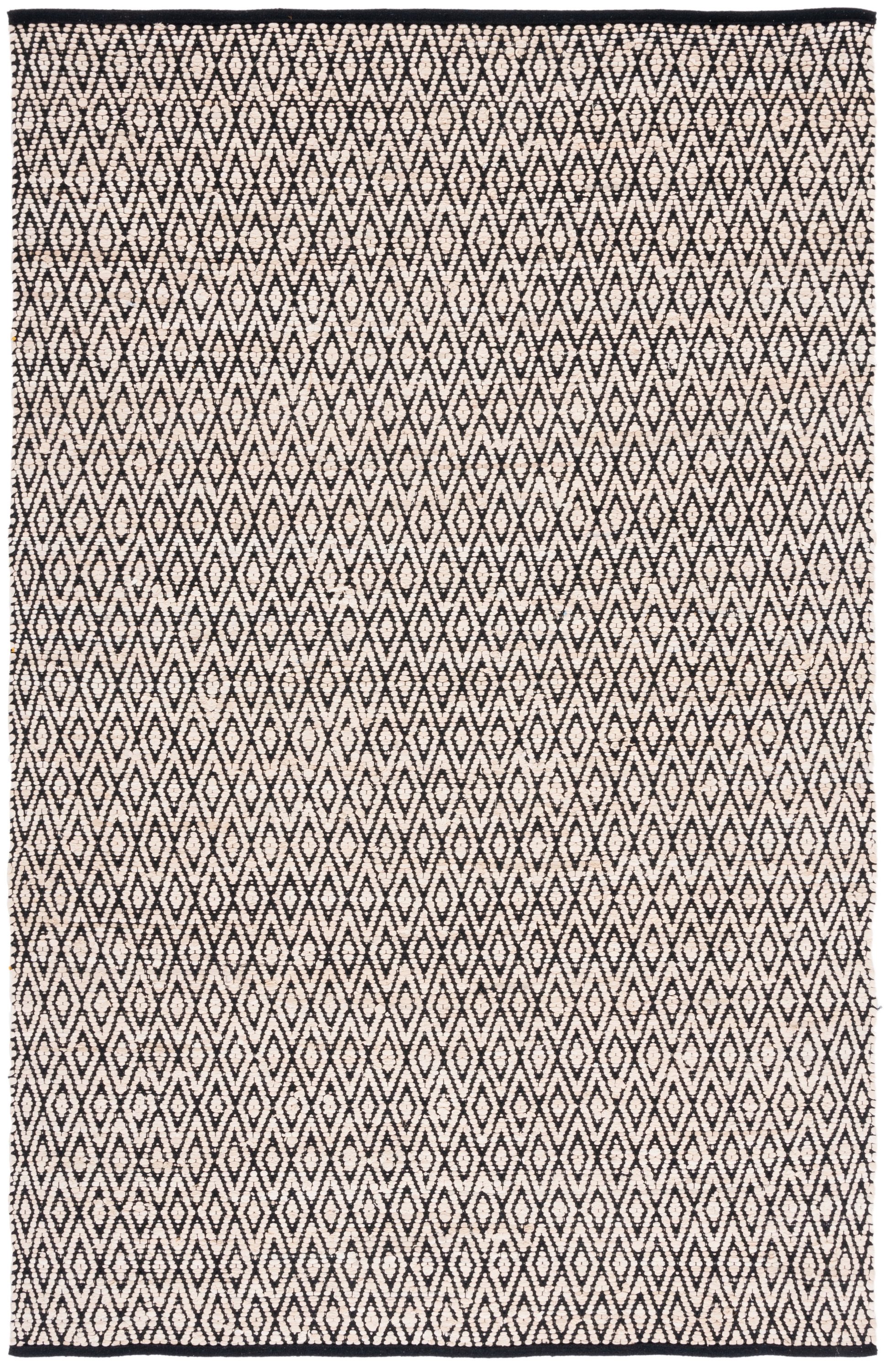 Safavieh MTK621B-5 Montauk Asasha 5 x 8 (ft) Polyester Beige/Black Rectangular Indoor Geometric Bohemian/Eclectic Area rug