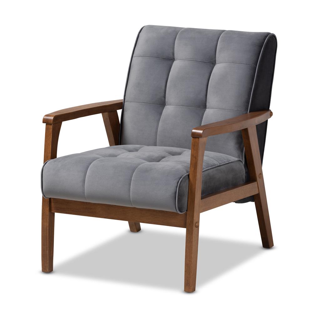 Baxton Studio Asta Midcentury Grey Walnut Accent Chair in the