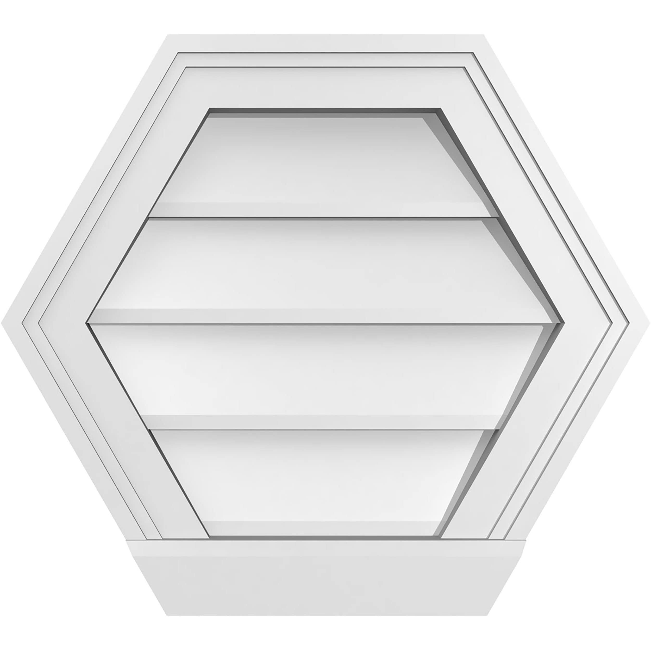 Ekena Millwork GVPHP18X1603SN 18-Inches x 16-Inches Off-white Peaked PVC Gable Louver Vent