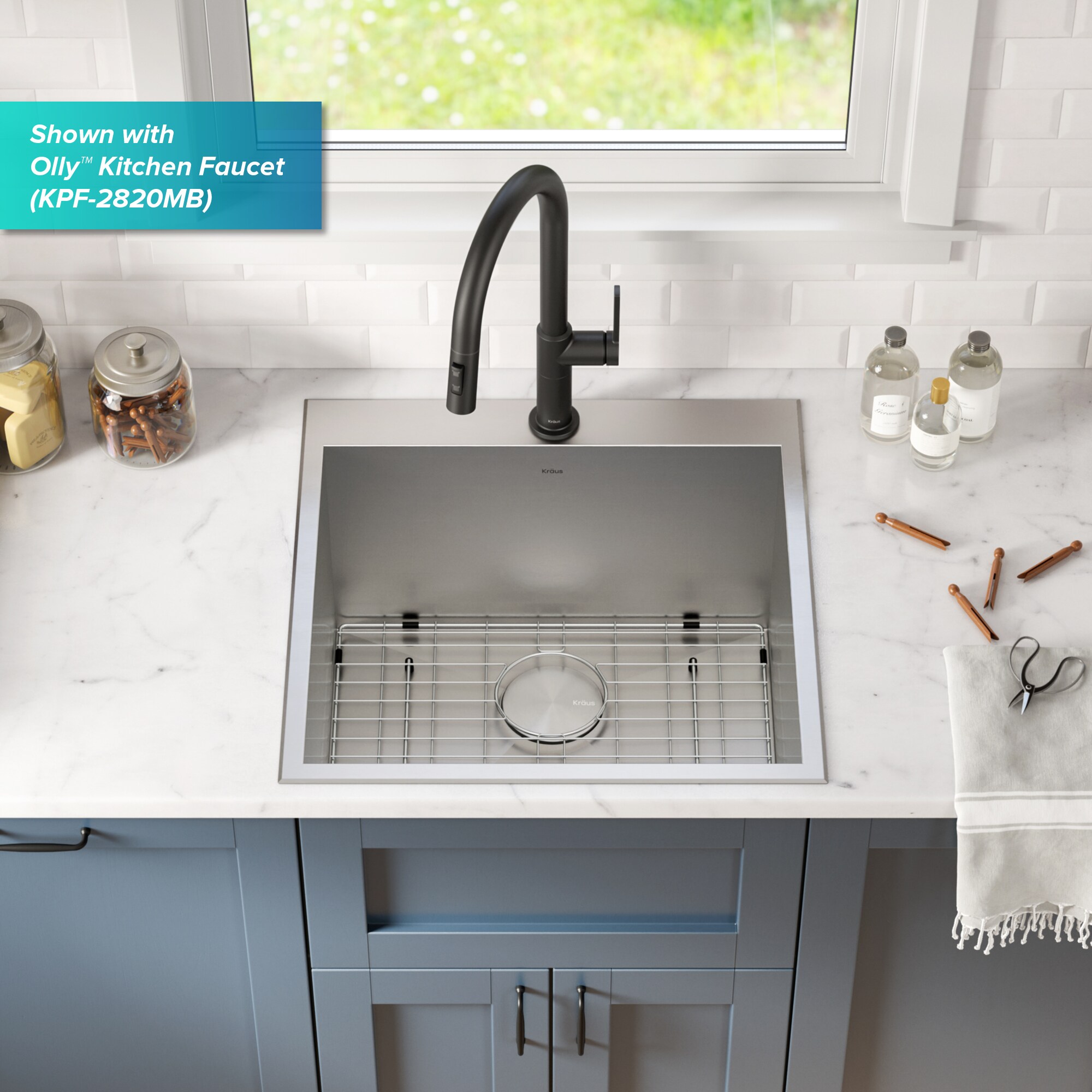 Kraus 22-in x 22-in 1-Basin Stainless Steel Drop-In Laundry Sink with ...