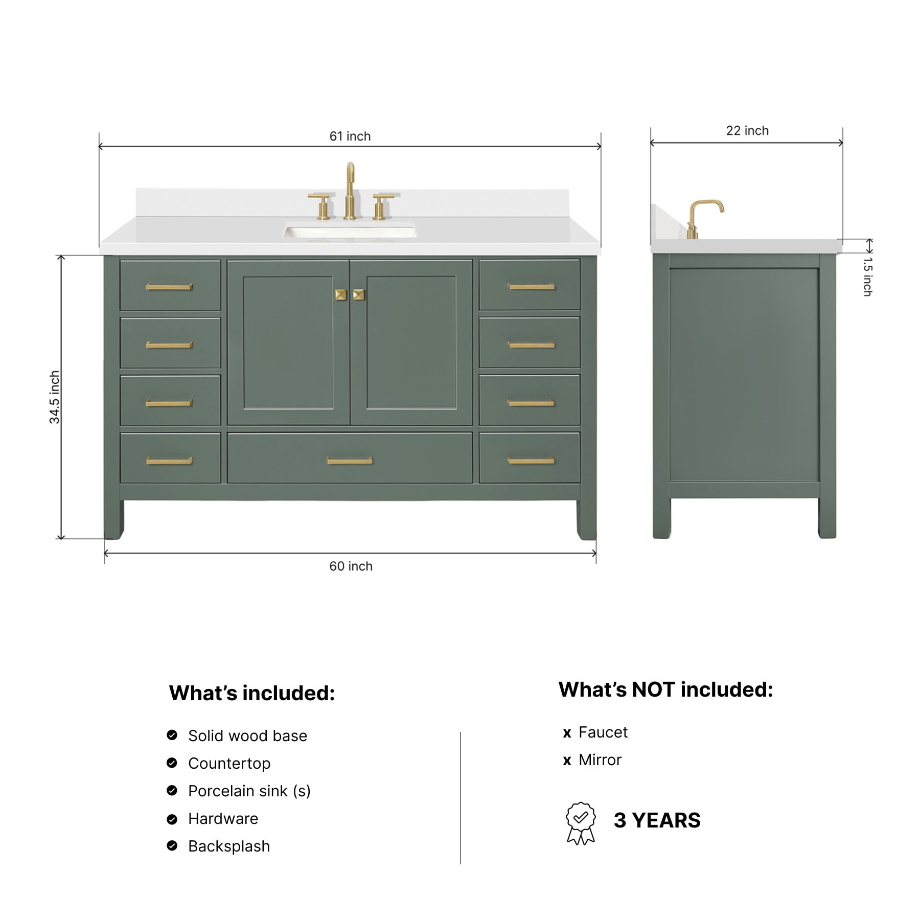 ARIEL A061SWQRVOVGN Bath-Vanity-Combo - View #4