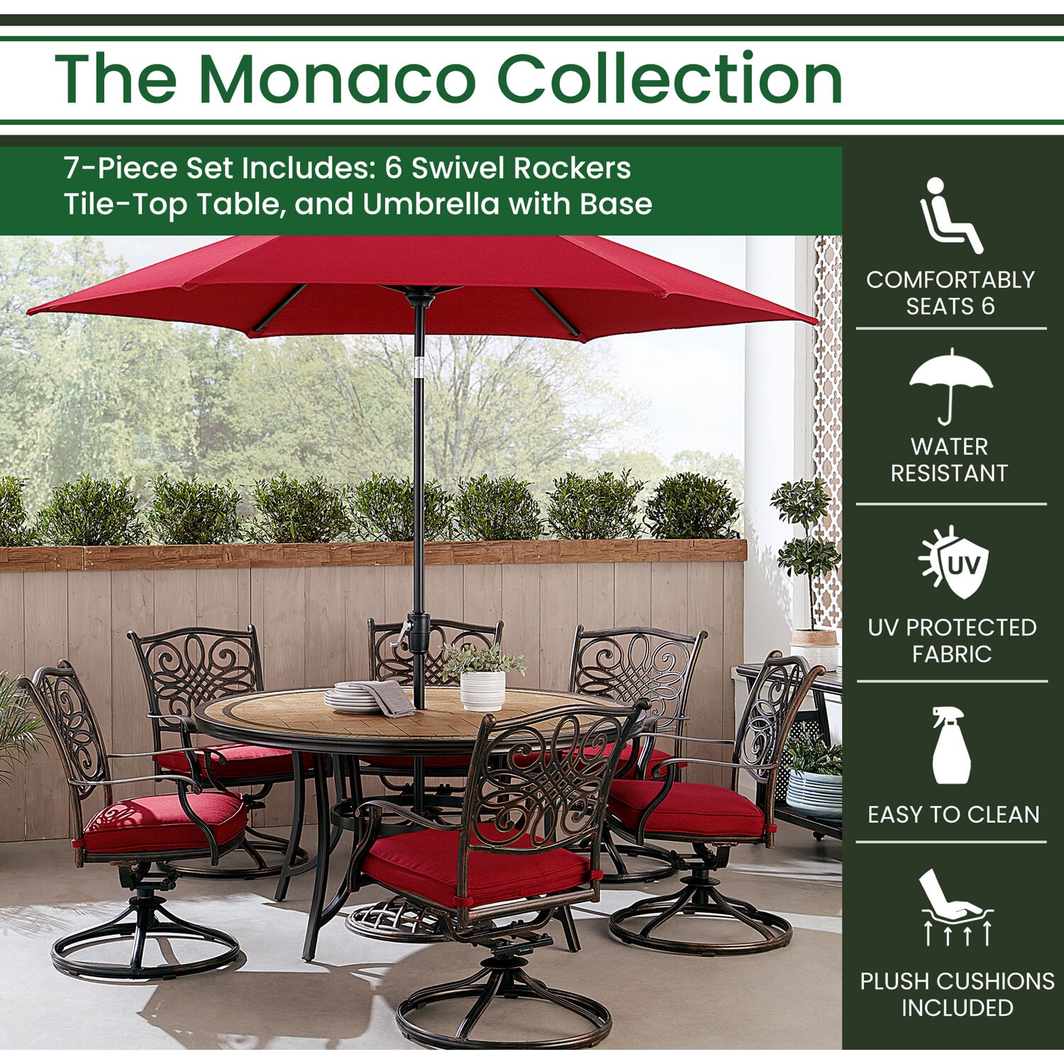 Hanover MONDN7PCSW6RDTLCSUR Patio-Dining-Sets - View #2