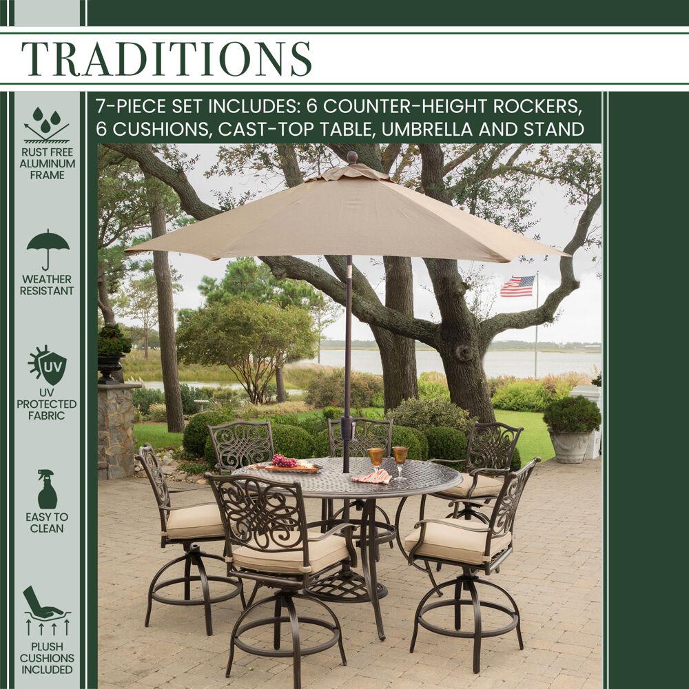 Hanover TRADDN7PCBR-SU Patio-Dining-Sets - View #2