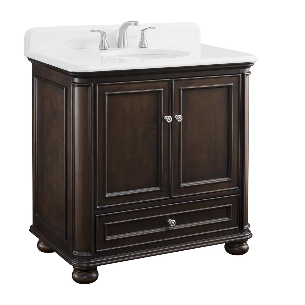 Scott Living Wrightsville 36-in Light Gray Single Sink Bathroom Vanity with White Engineered Stone Top