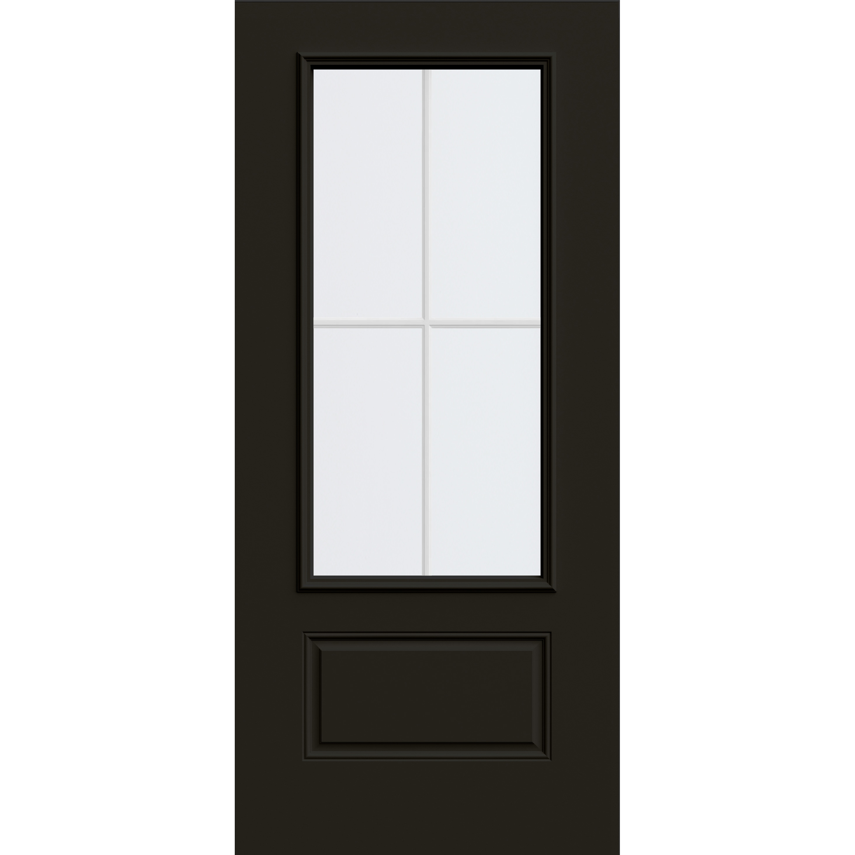 JELD-WEN LOWOLJW230500269 36-in x 80-in x Steel 3/4 lite Universal reversible Black Painted Slab Front Door Insulating core