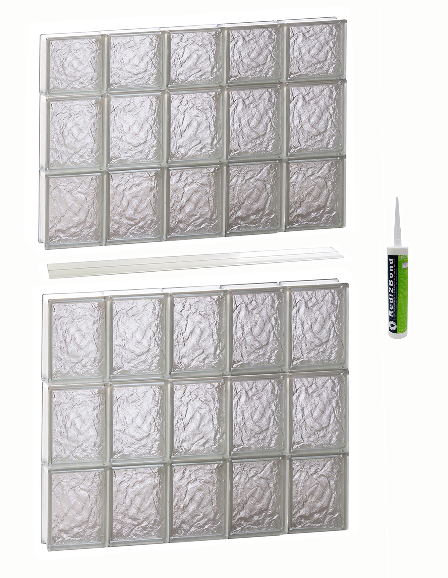 REDI2SET S3046IS Ice Glass 28-3/4-in x 44-1/2-in Frameless Replacement Glass Block Window