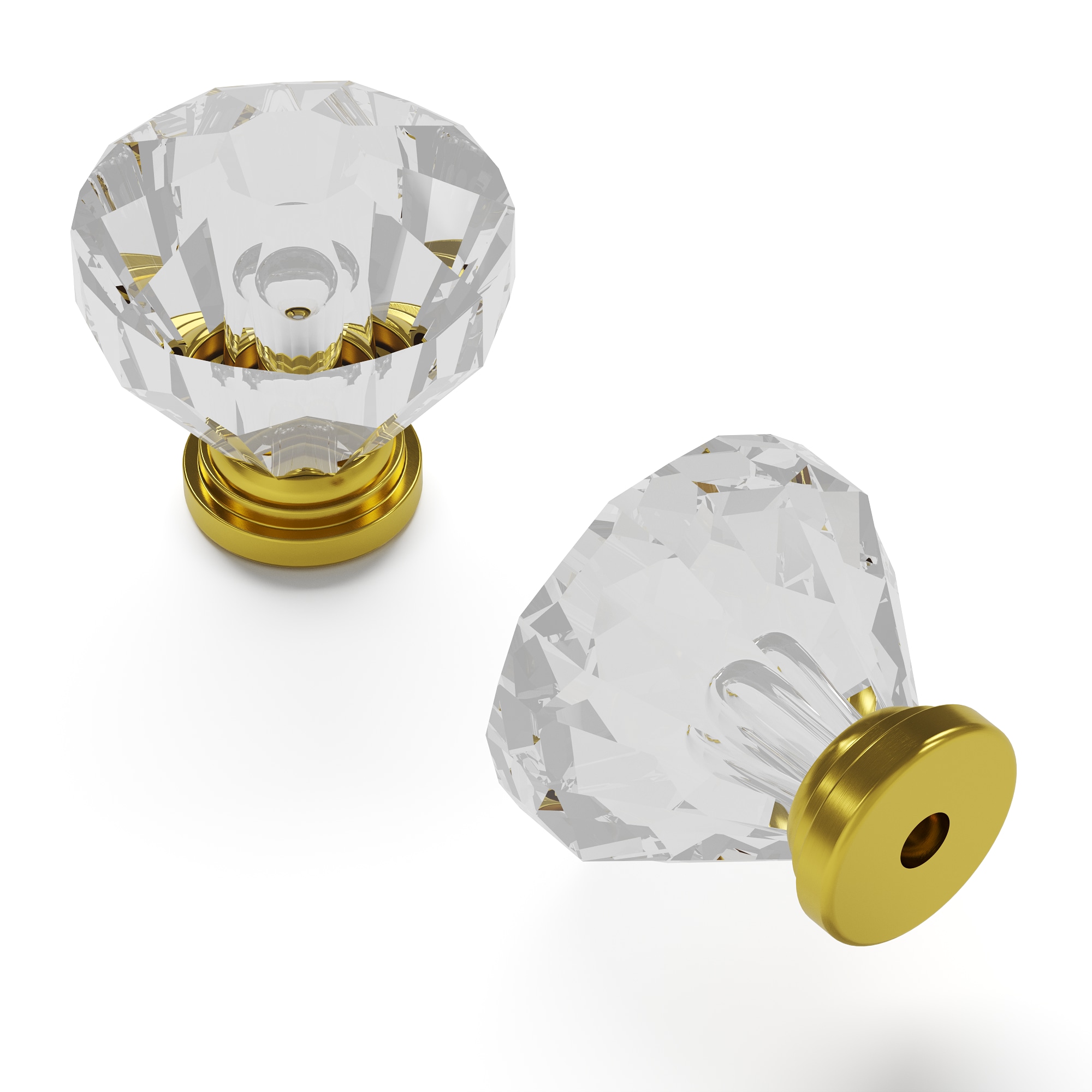 Hickory Hardware HH74689-CABGB-10B Crystal Palace 1-1/4-in Crysacrylic with Brushed Golden Brass Round Contemporary Cabinet Knob 10 -Pack