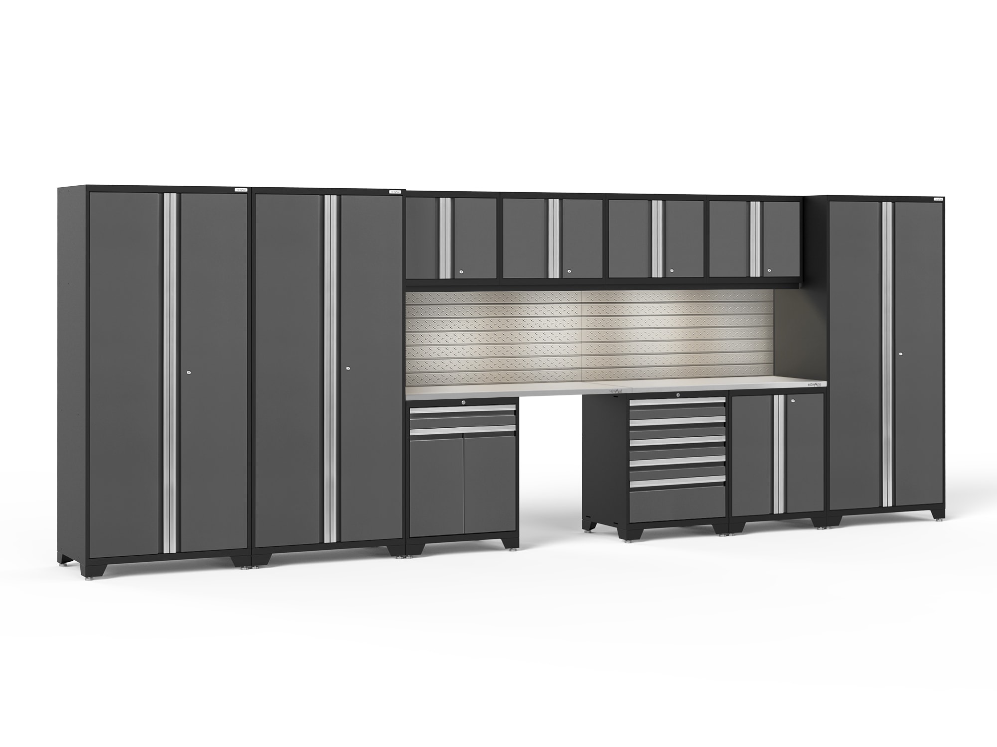 NewAge Products 58524 220-in W x 84.75-in H x 24-in D 10 -Cabinets Steel Charcoal Gray Garage Storage System